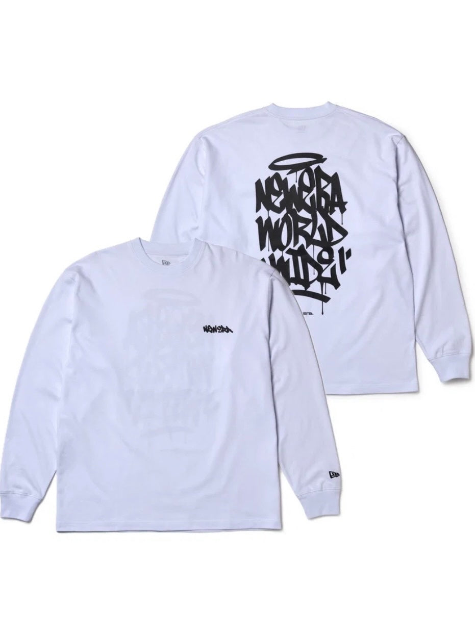 長袖 オーバーサイズド コットン Tシャツ Tagging Logo ホワイト
