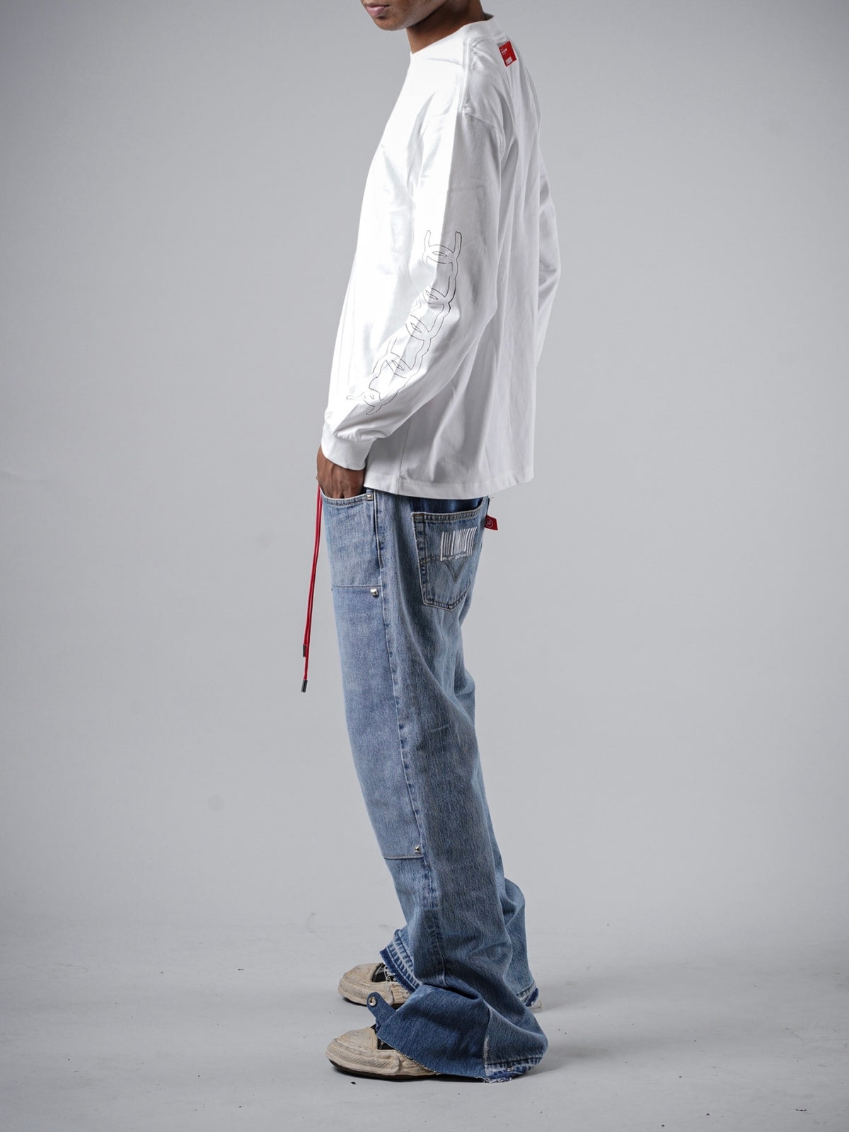 FAKE "CC"LONG SLEEVE TEE(WHITE)
