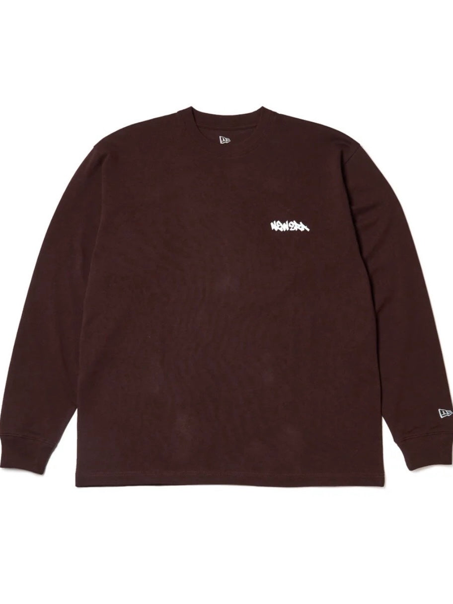 長袖 オーバーサイズド コットン Tシャツ Tagging Logo バーントウッド