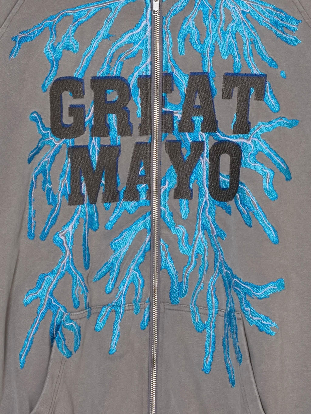 GREAT MAYO THUNDER EMBROIDERY ZIP UP HOODIE(GRAY)