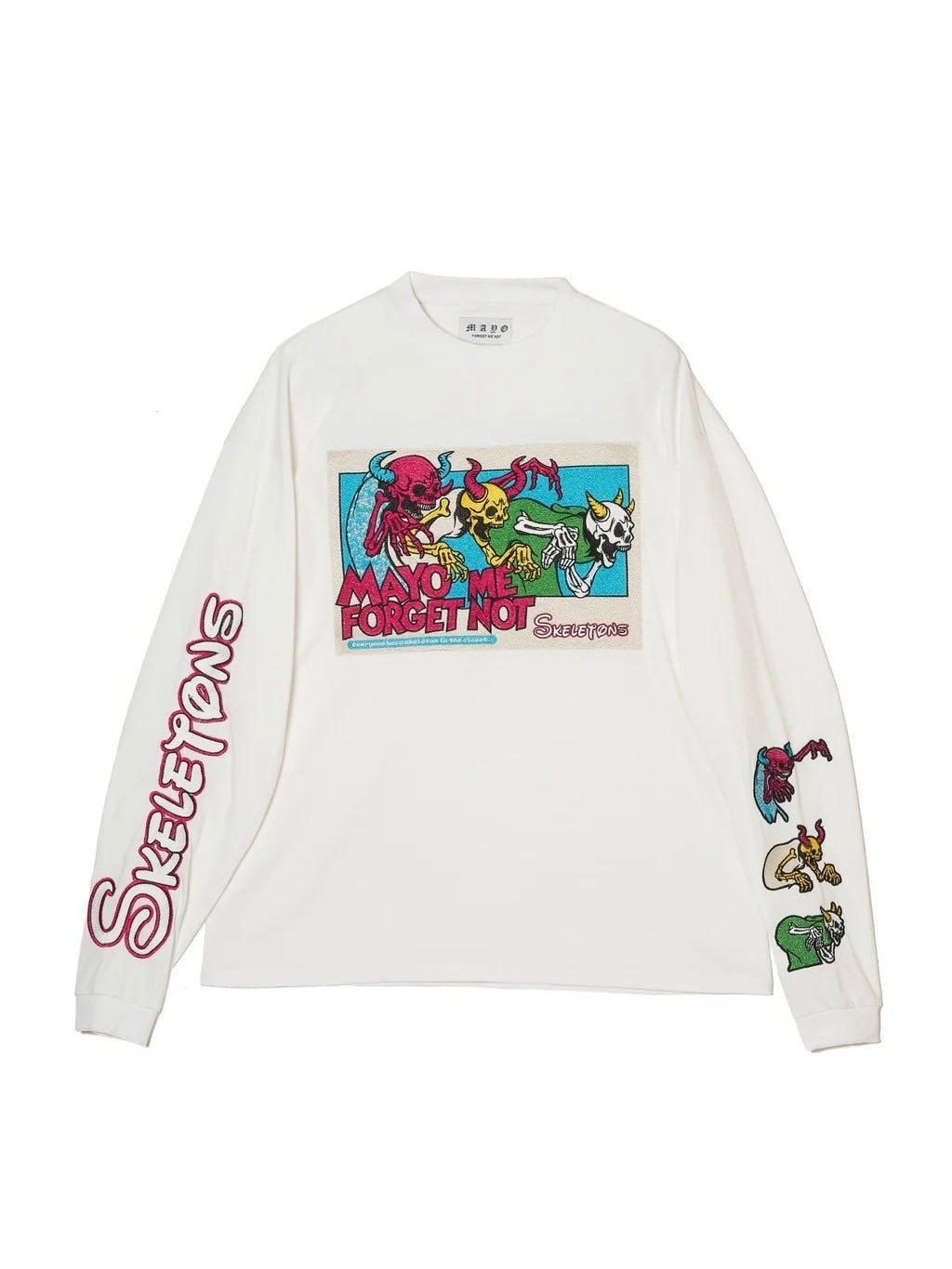 A SKELETON IN THE CLOSET EMBROIDERY LONG SLEEVE TEE/WHITE