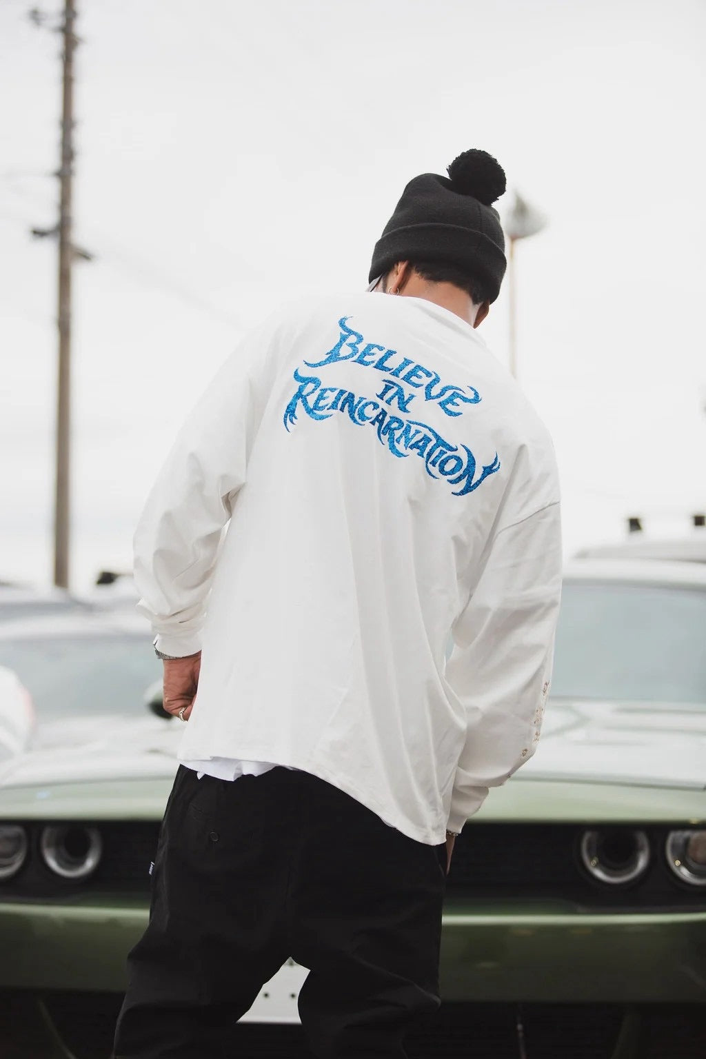 BELIEVE REINCARNATION EMBROIDERY LONG SLEEVE TEE/WHITE