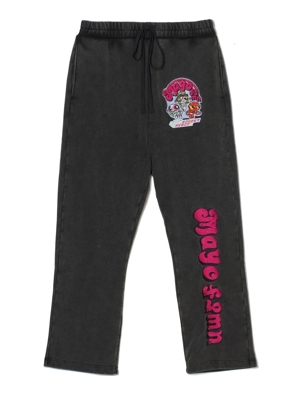 POWERPUFF MAYO EMBROIDERY SWEAT PANTS(FADE BLACK PINK)