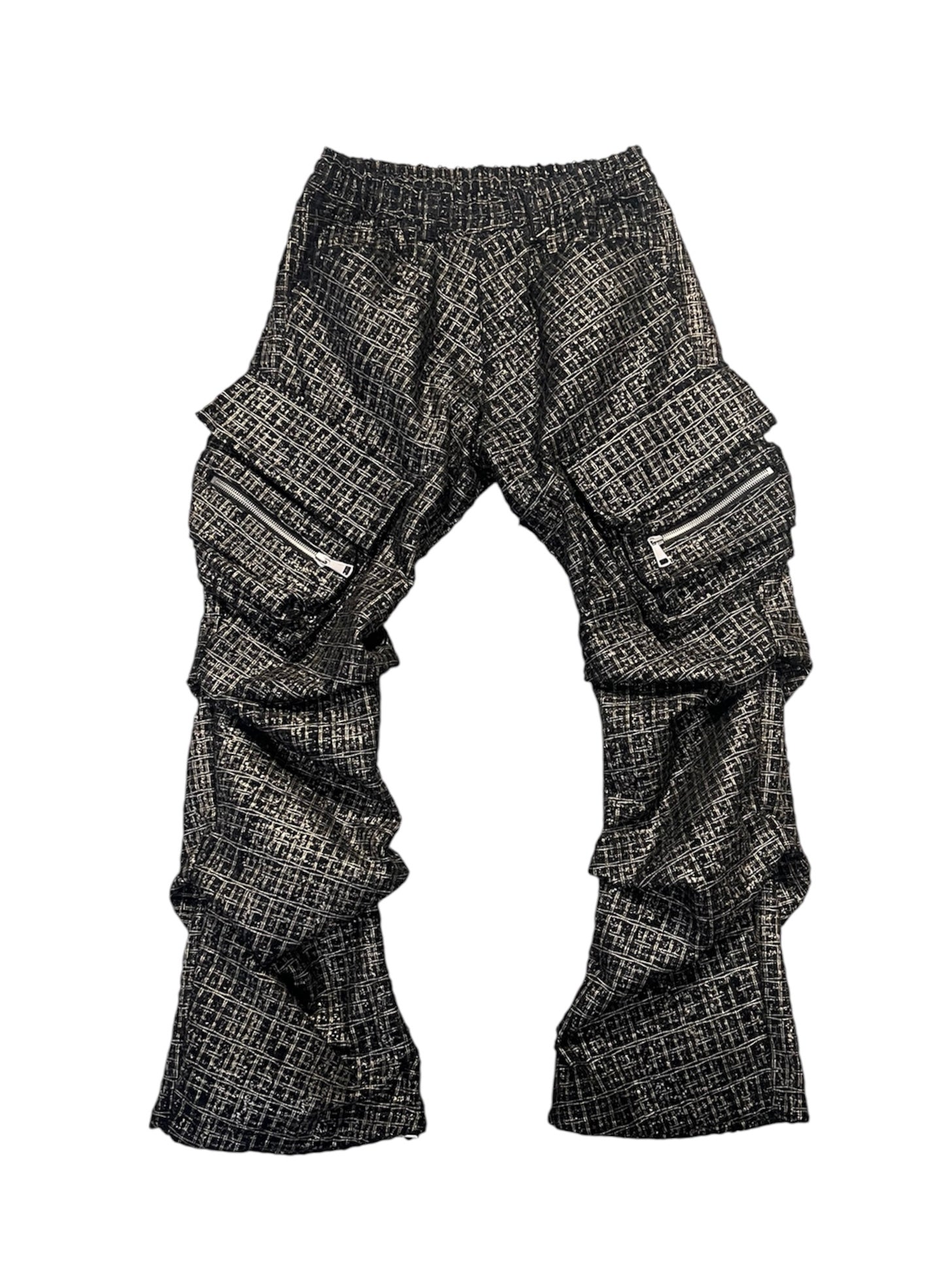 TUCK CARGO PANTS / LUXURY TWEED (BLACK x GOLD)
