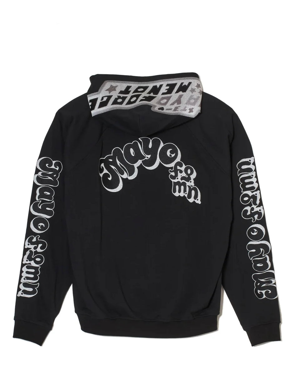 POWERPUFF MAYO EMBROIDERY HOODIE(BLACK MONO)
