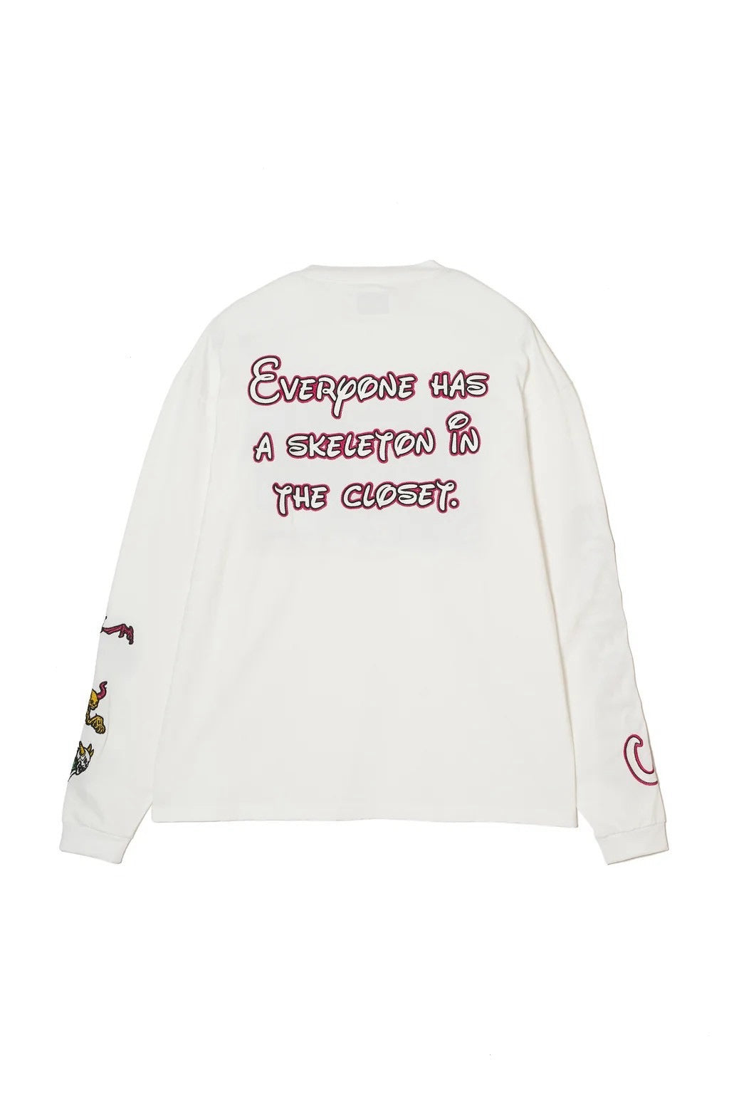 A SKELETON IN THE CLOSET EMBROIDERY LONG SLEEVE TEE/WHITE