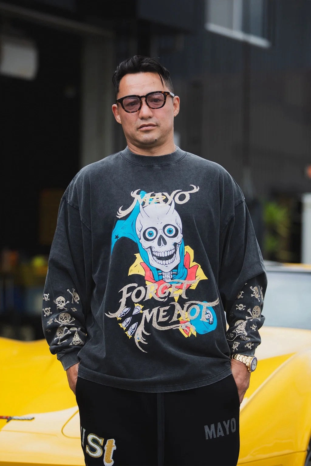 BELIEVE REINCARNATION EMBROIDERY LONG SLEEVE TEE/BLACK