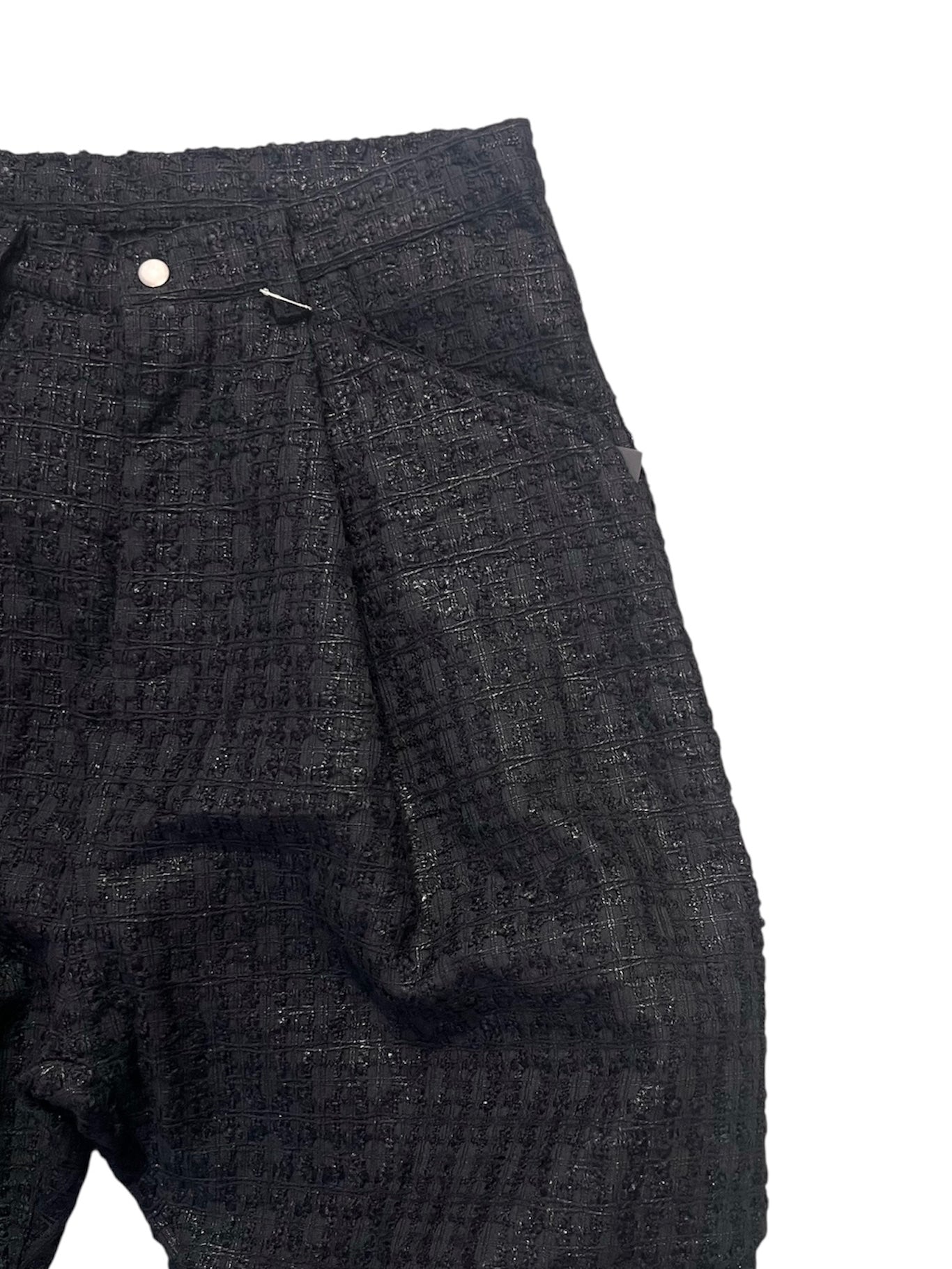 TUCK WIDE EASY PANTS LUXURY TWEED (BLACK)