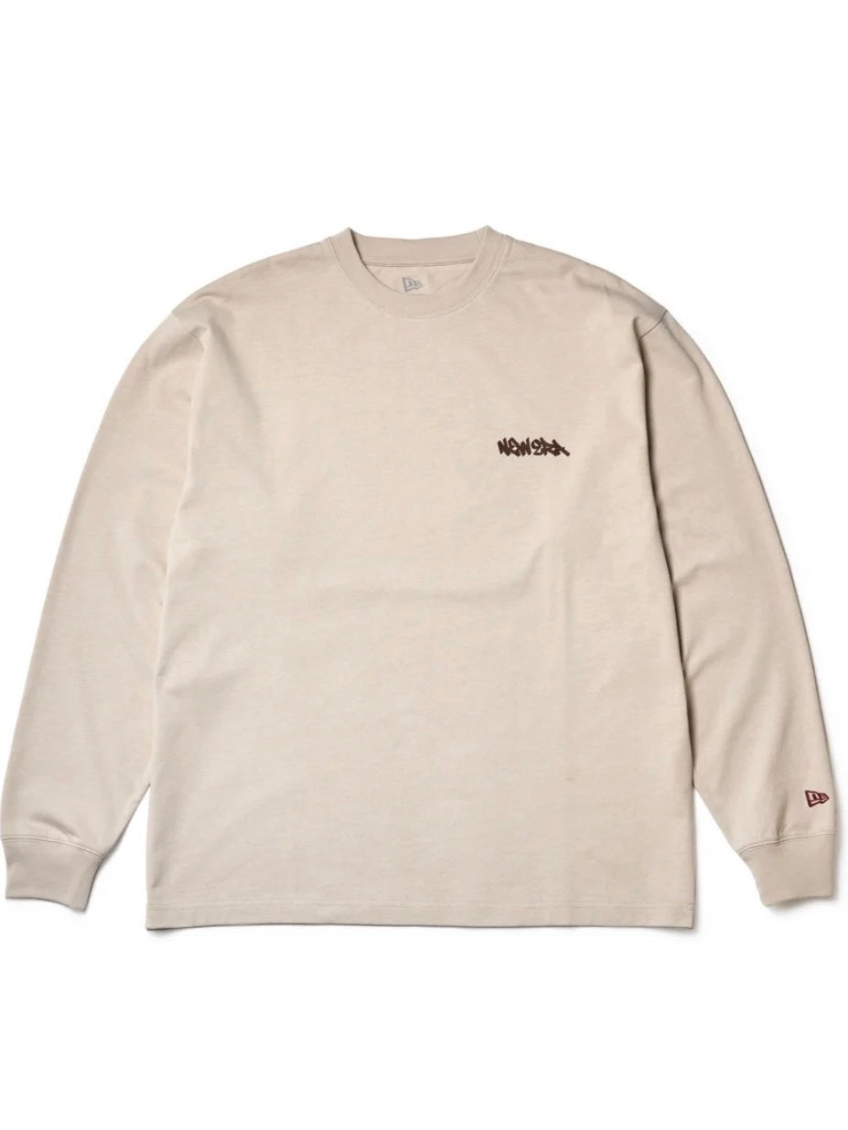 長袖 オーバーサイズド コットン Tシャツ Tagging Logo ストーン