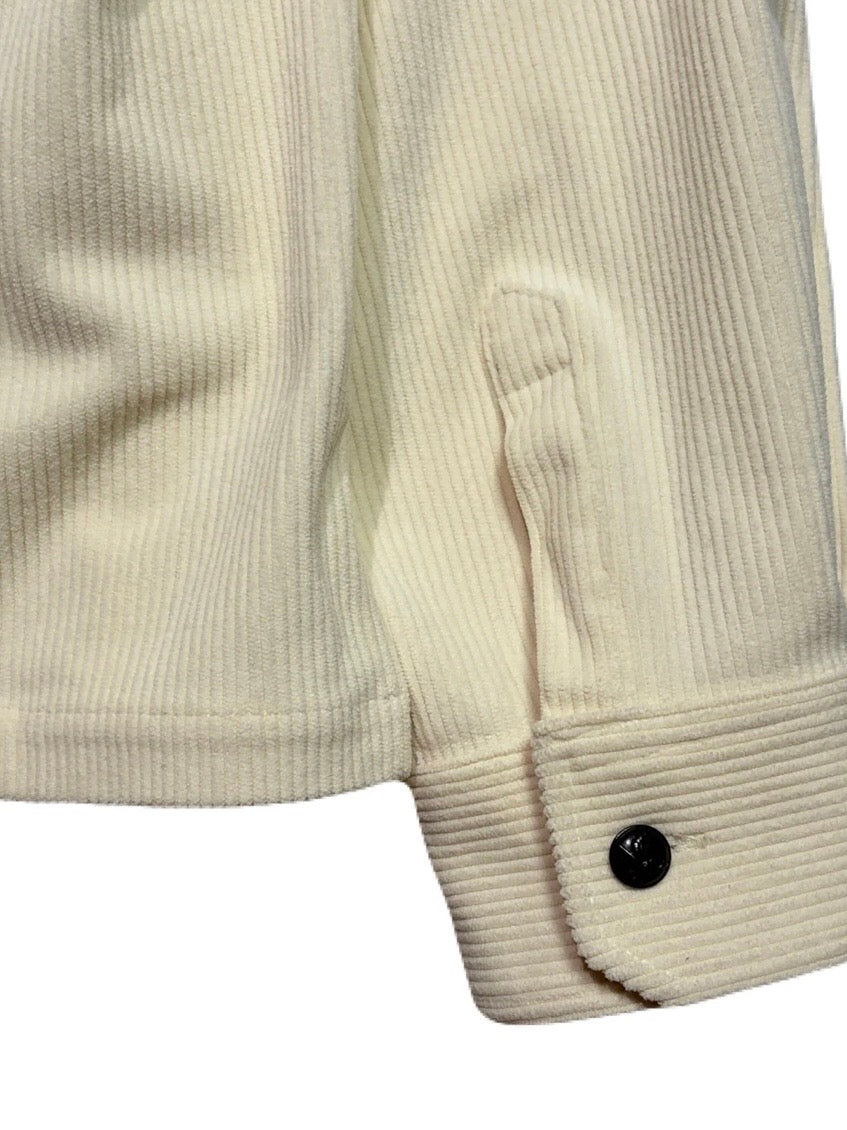 LEATHER PATCH CORDUROY SHIRTS(OFF WHITE)