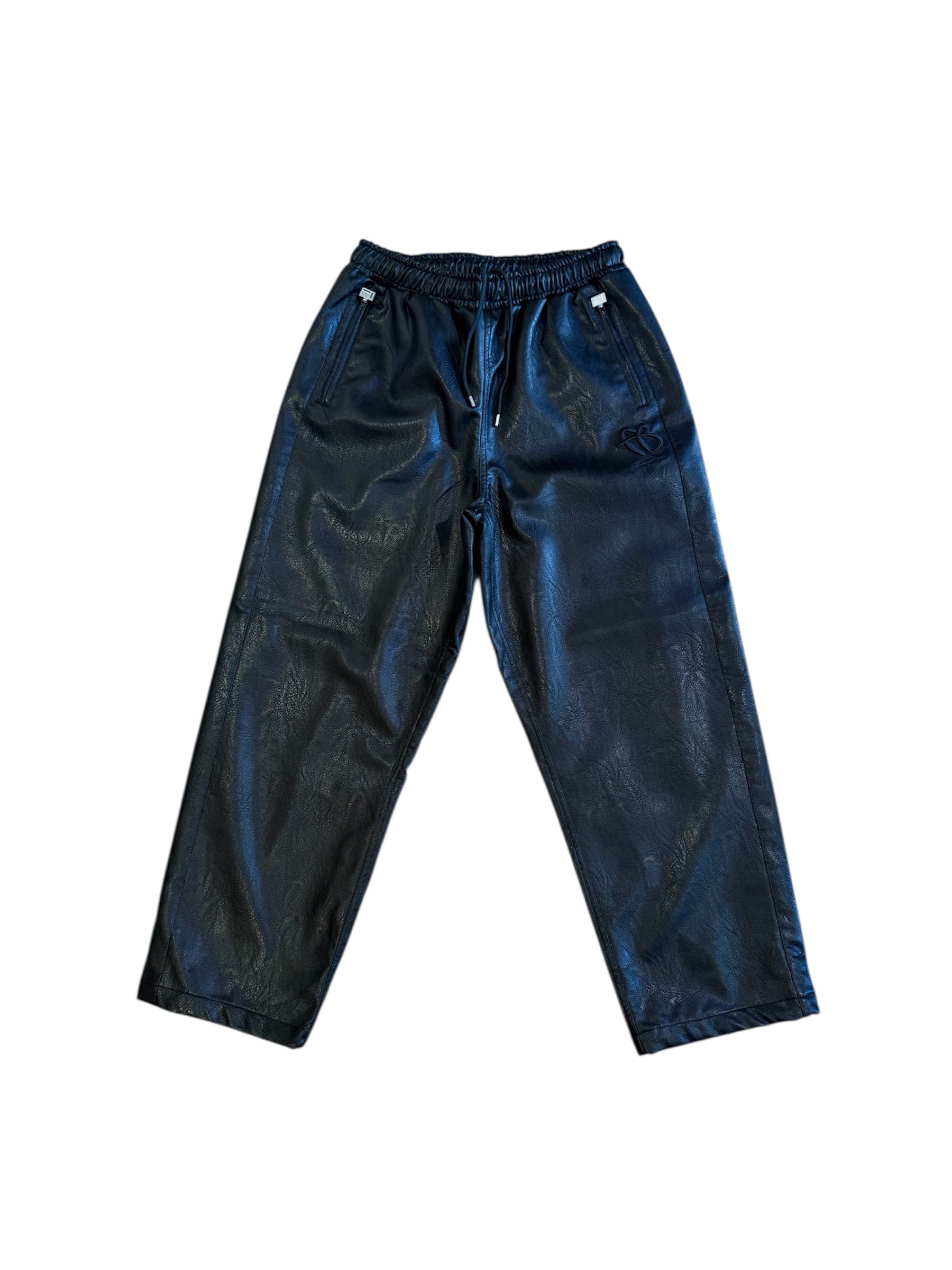 Faux Leather Track Pants