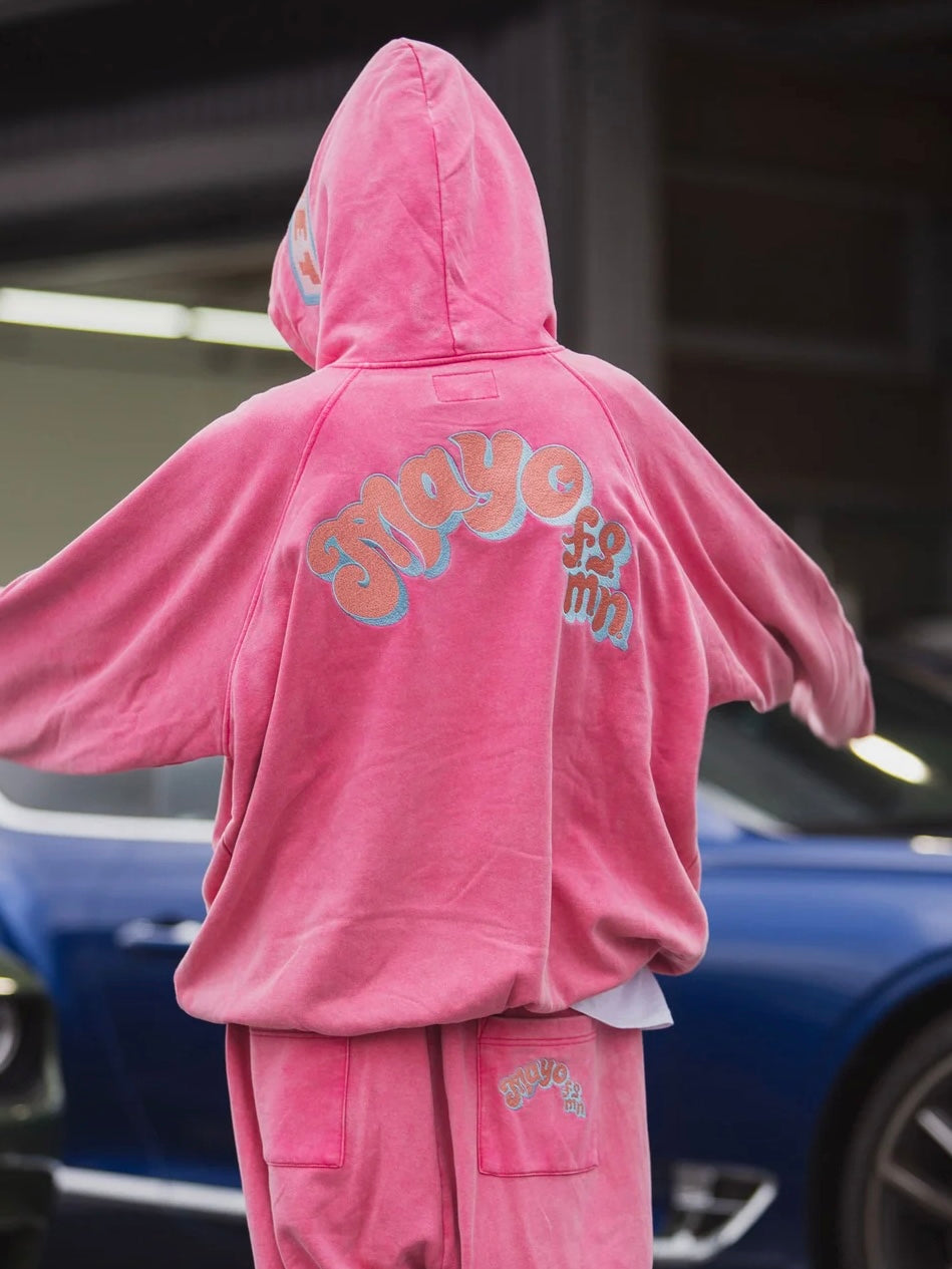 POWERPUFF MAYO EMBROIDERY HOODIE(PINK)