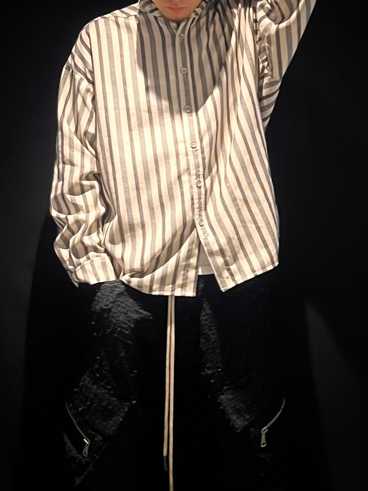 STRIPES SHIRTS(CREAM x LIGHT GREY)