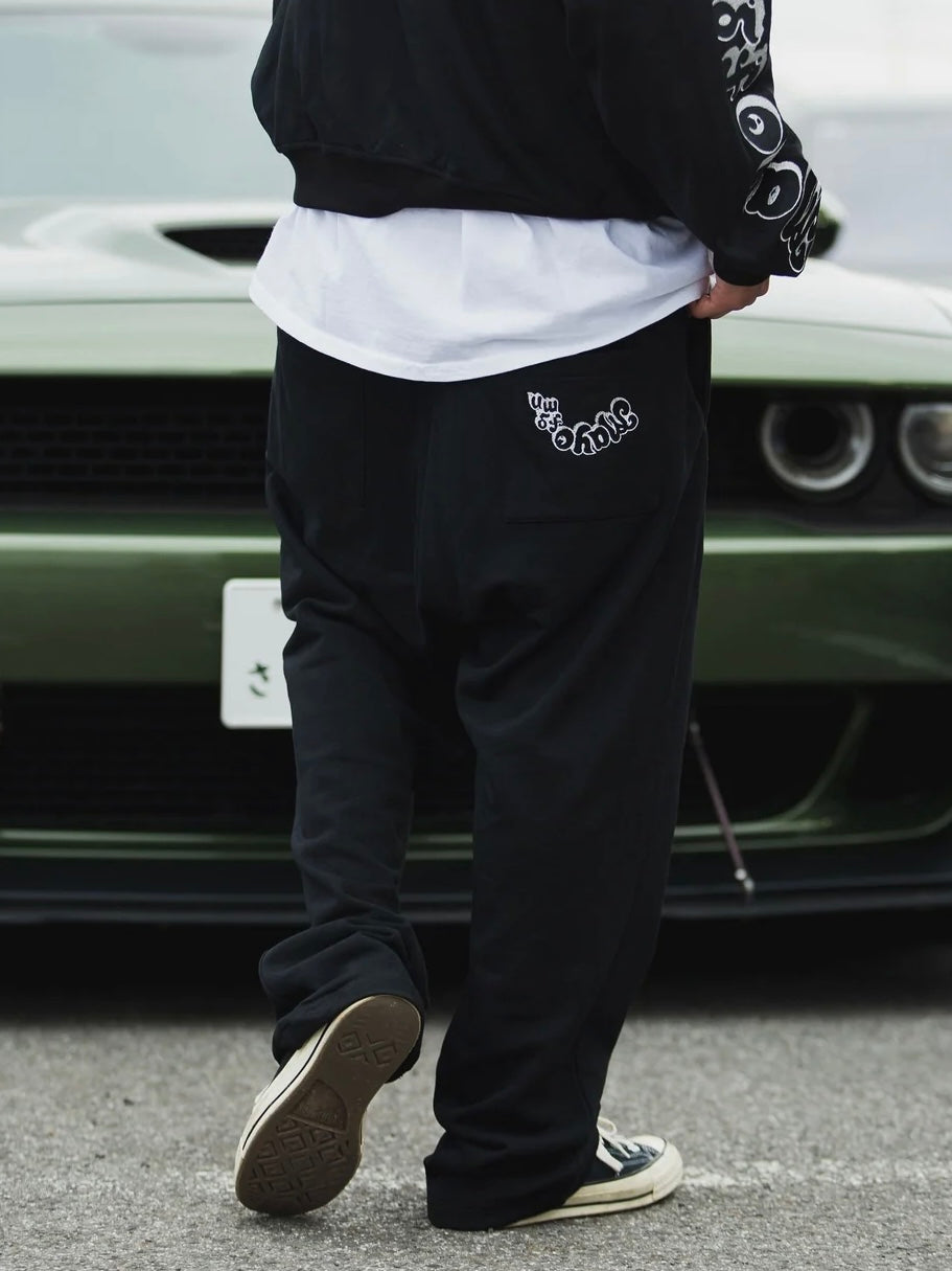 POWERPUFF MAYO EMBROIDERY SWEAT PANTS(BLACK MONO)