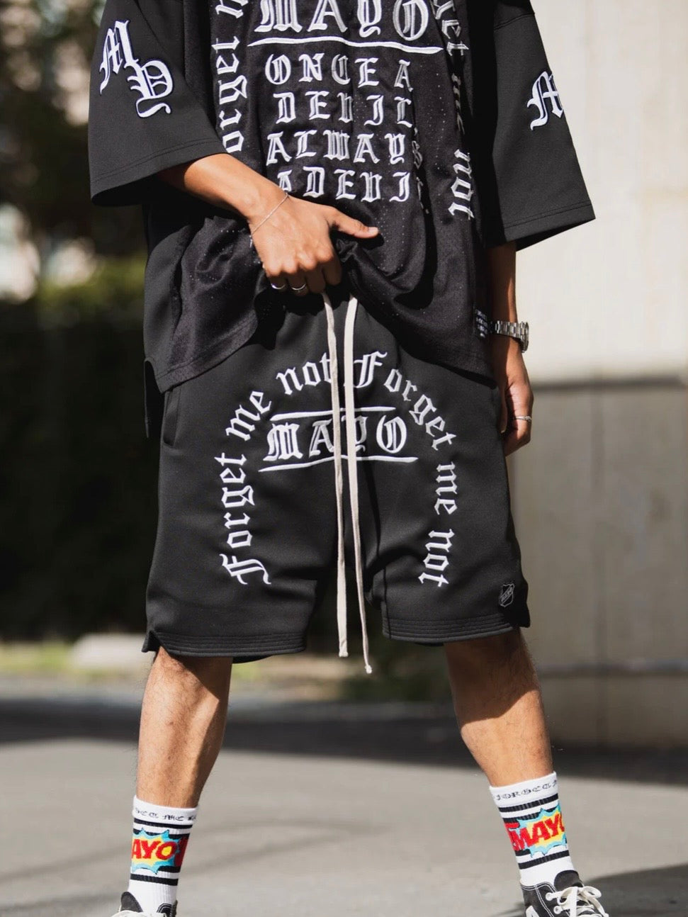 MAYO MESSAGE EMBROIDERY GAME SHORTS