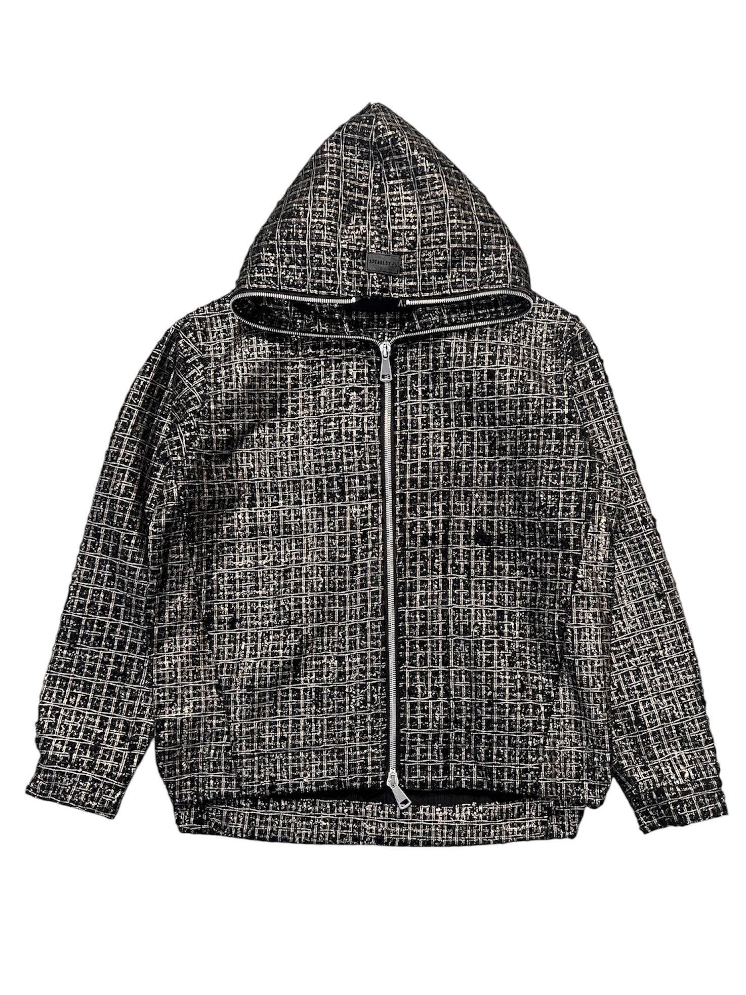 HOODED ZIPPER BLOUSON LUXURY TWEED (BLACK x GOLD)