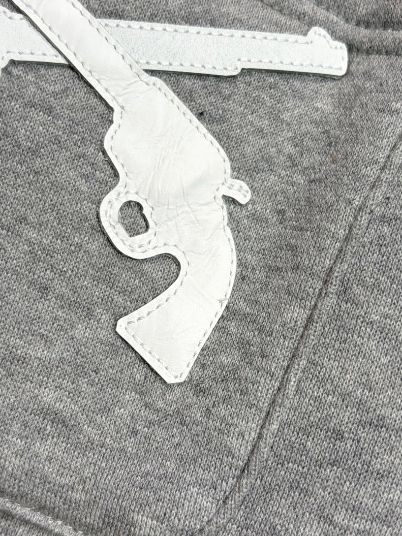 CROSSGUN LEATHER PATCH SWEAT PANTS(GRAY)