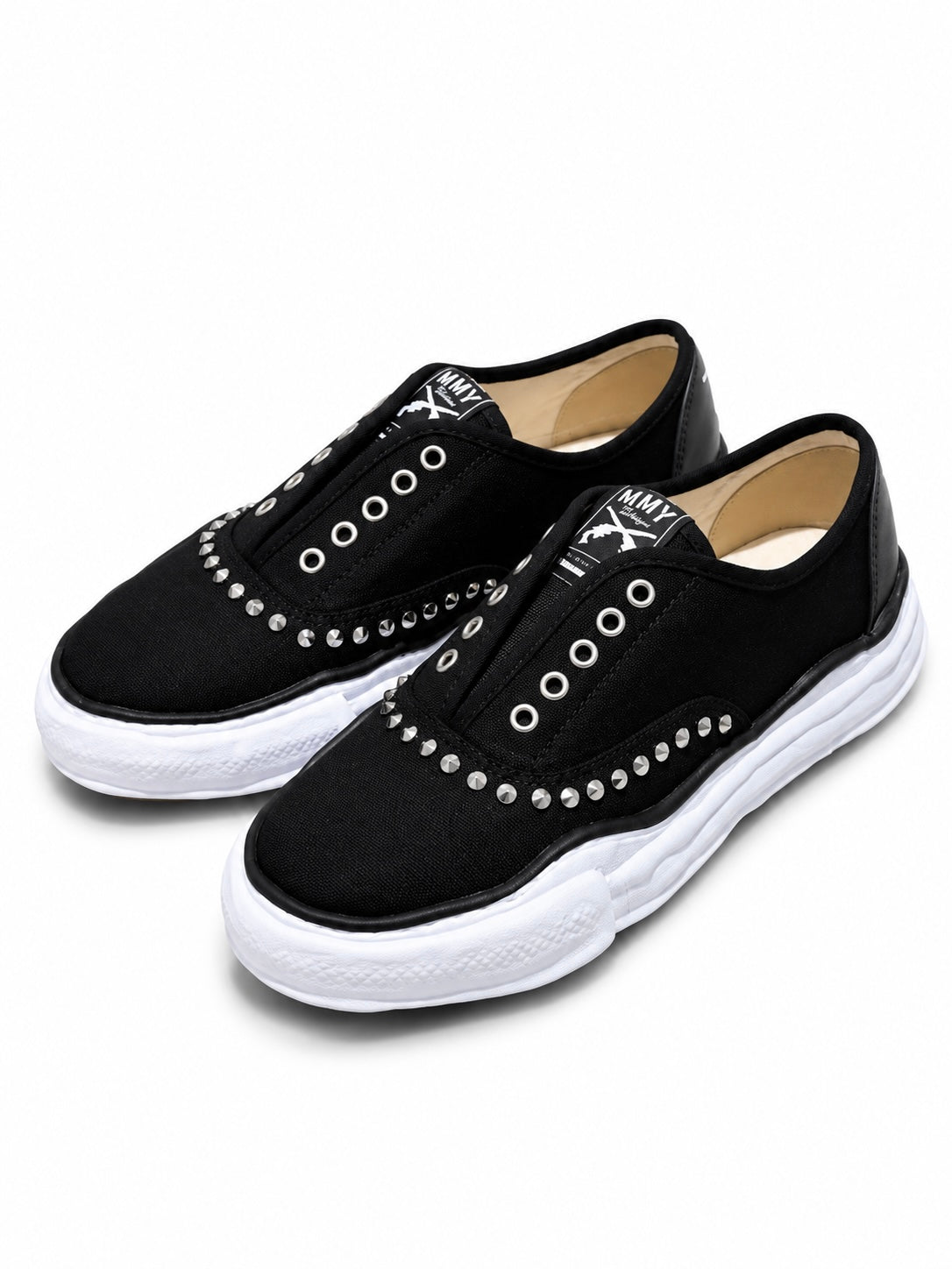 "BAKER" STUDS SLIP-ON SNEAKERS(BLACK×WHITE)