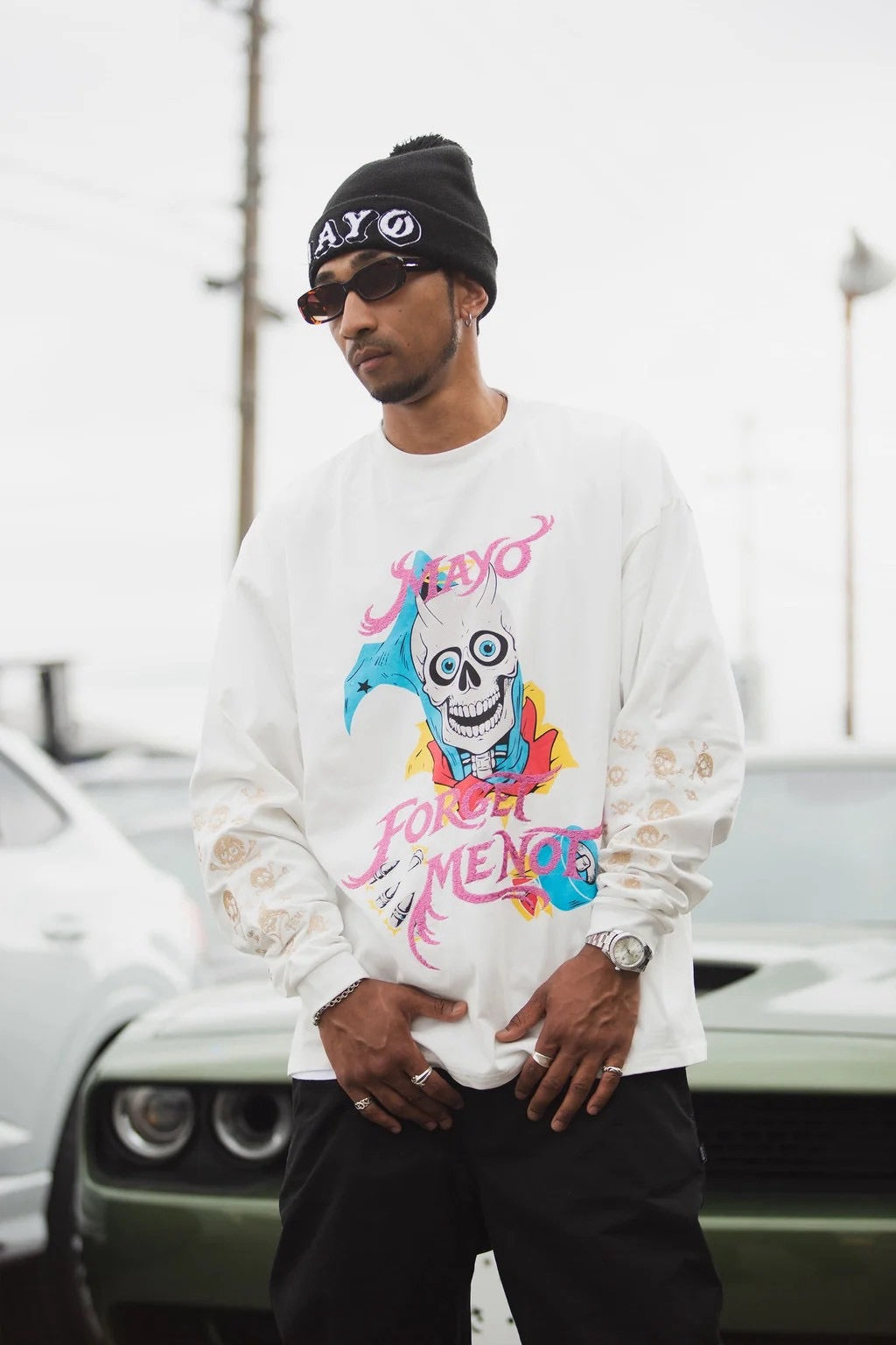 BELIEVE REINCARNATION EMBROIDERY LONG SLEEVE TEE/WHITE