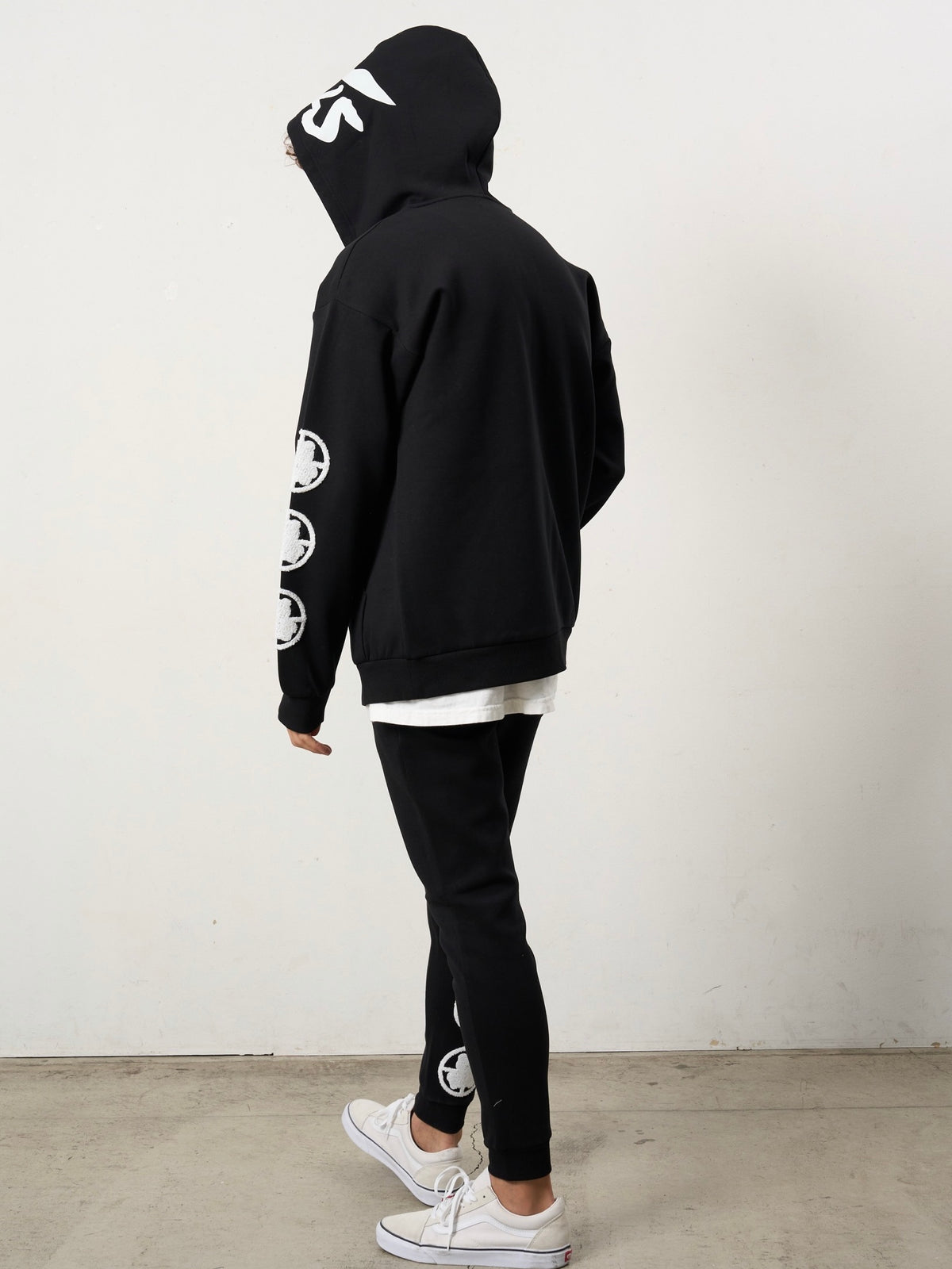 T/Rストレッチポンチ ターゲットベアサガラパッチワーク フロッキー ジョグパンツ(BLACK)