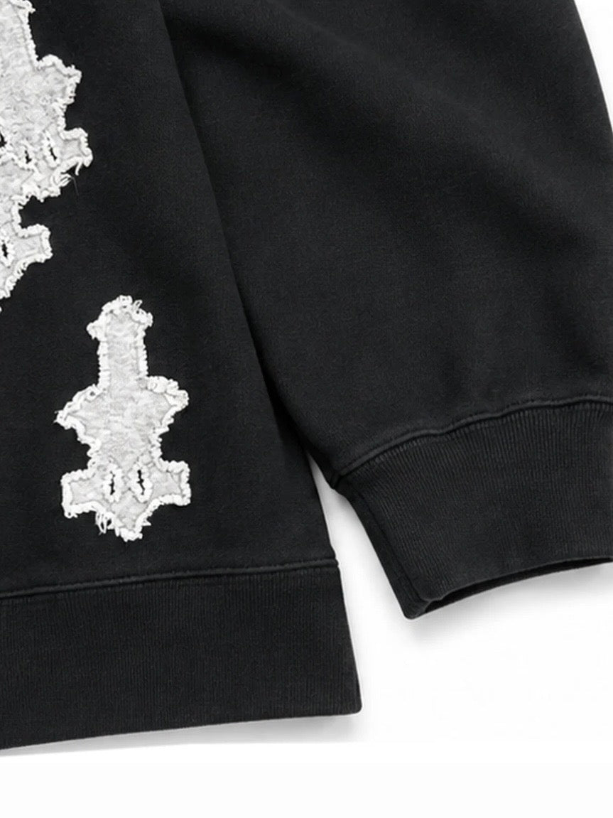 CROSS PATCHED SWEAT SHIRT(BLACK)