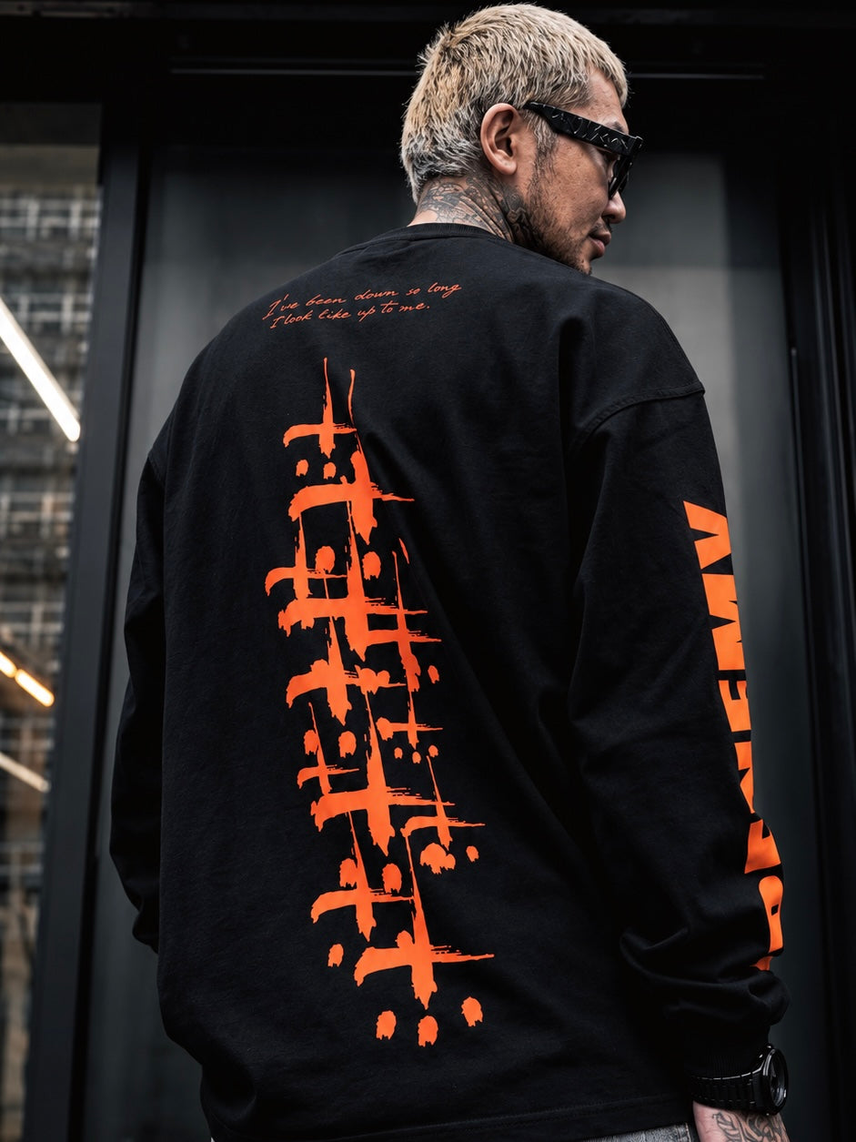 FRENEMY L/S TEE(BLACK×ORANGE)