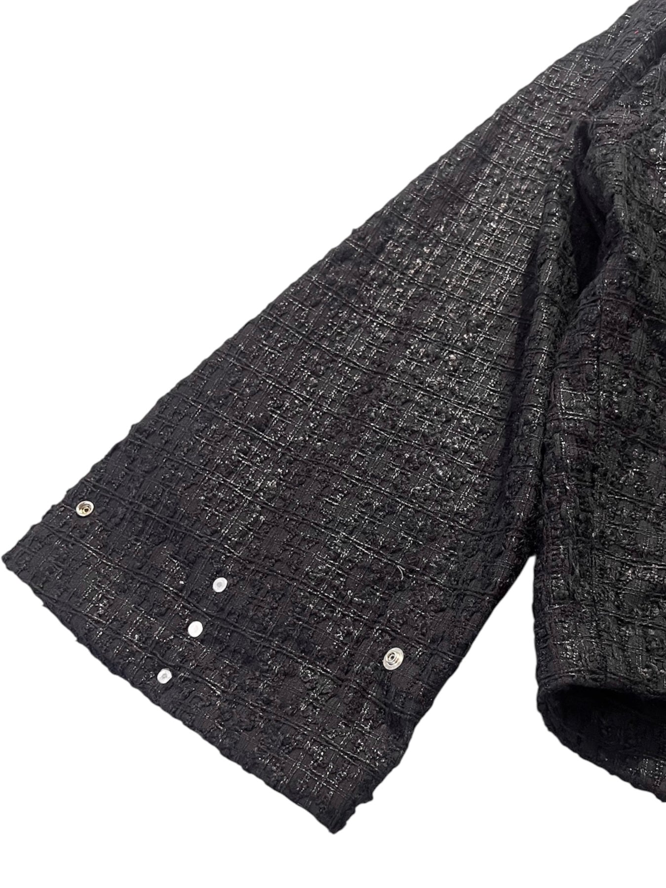 TUCK SLEEVE JACKET LUXURY TWEED (BLACK)