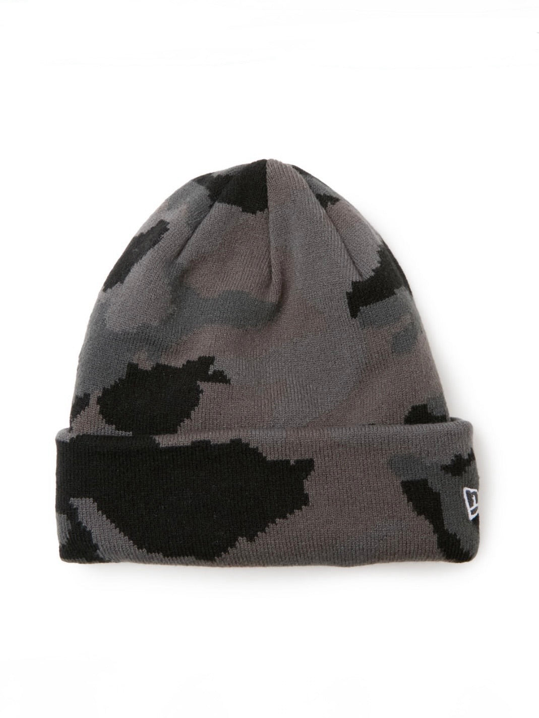 ベーシック カフニット カモフラージュ パターン ブラック