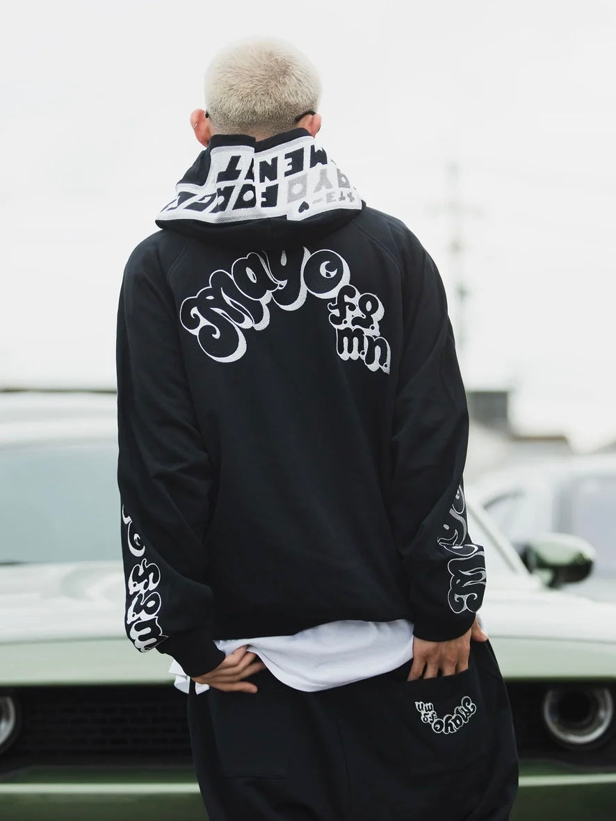 POWERPUFF MAYO EMBROIDERY HOODIE(BLACK MONO)