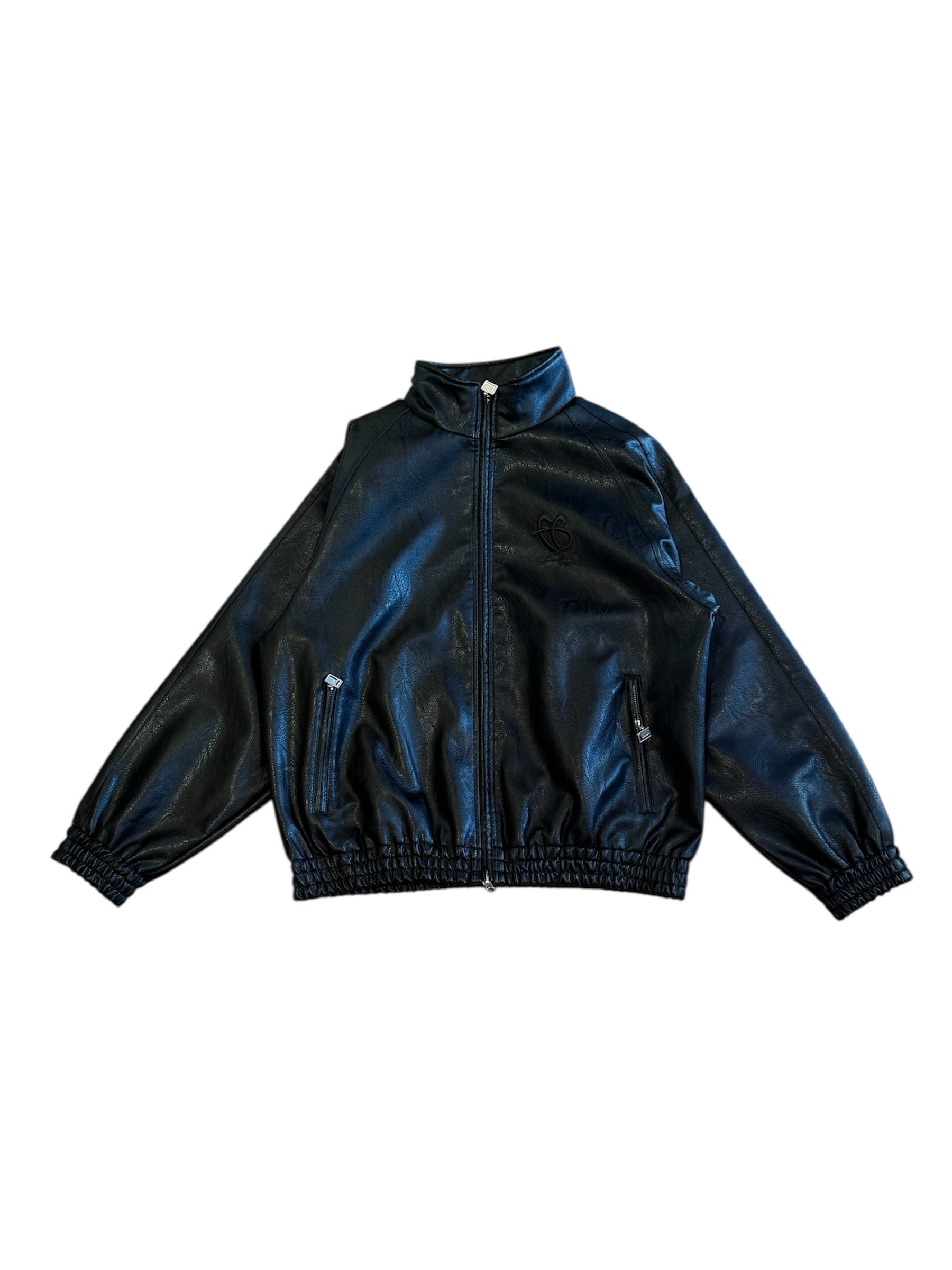 Faux Leather Track Jacket