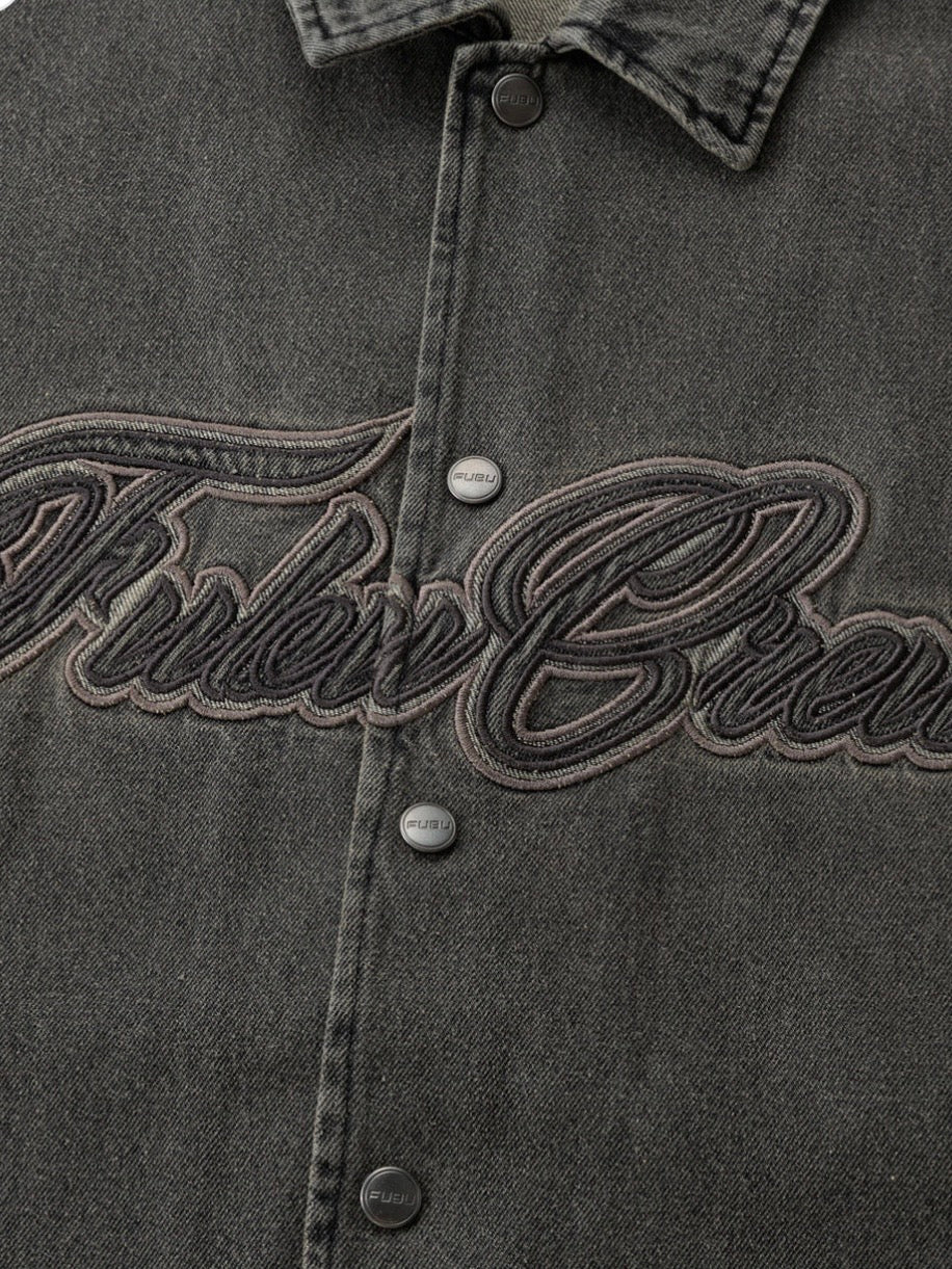 DENIM WARM UP SHIRTS/BLACK