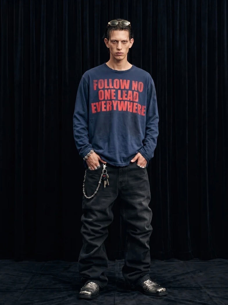 NO FOLLOW LONG SLEEVE T-SHIRT / BLUE