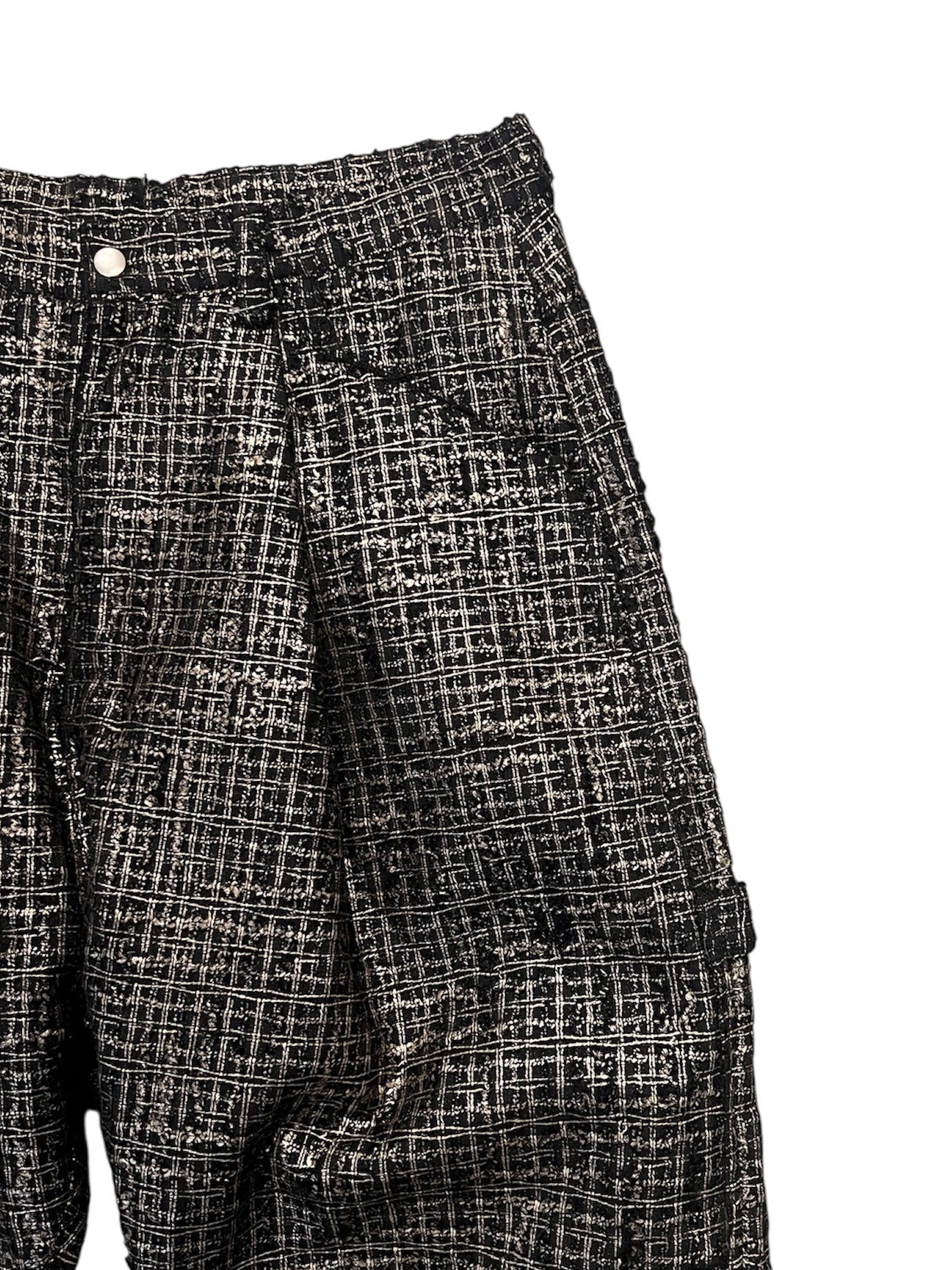 TUCK WIDE EASY PANTS LUXURY TWEED (BLACK)