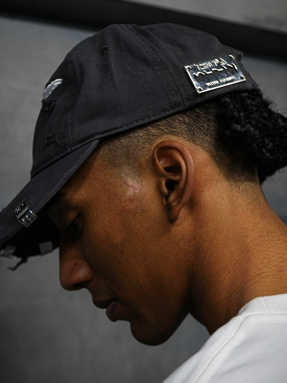 Distress Baseball Cap ''OBSCURE''(BLACK)