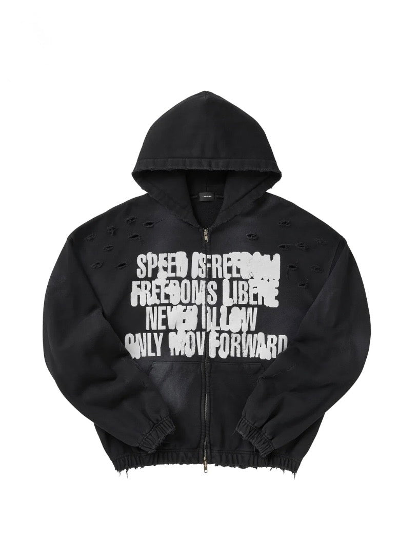 FULL SPEED ZIP HOODIE / BLACK