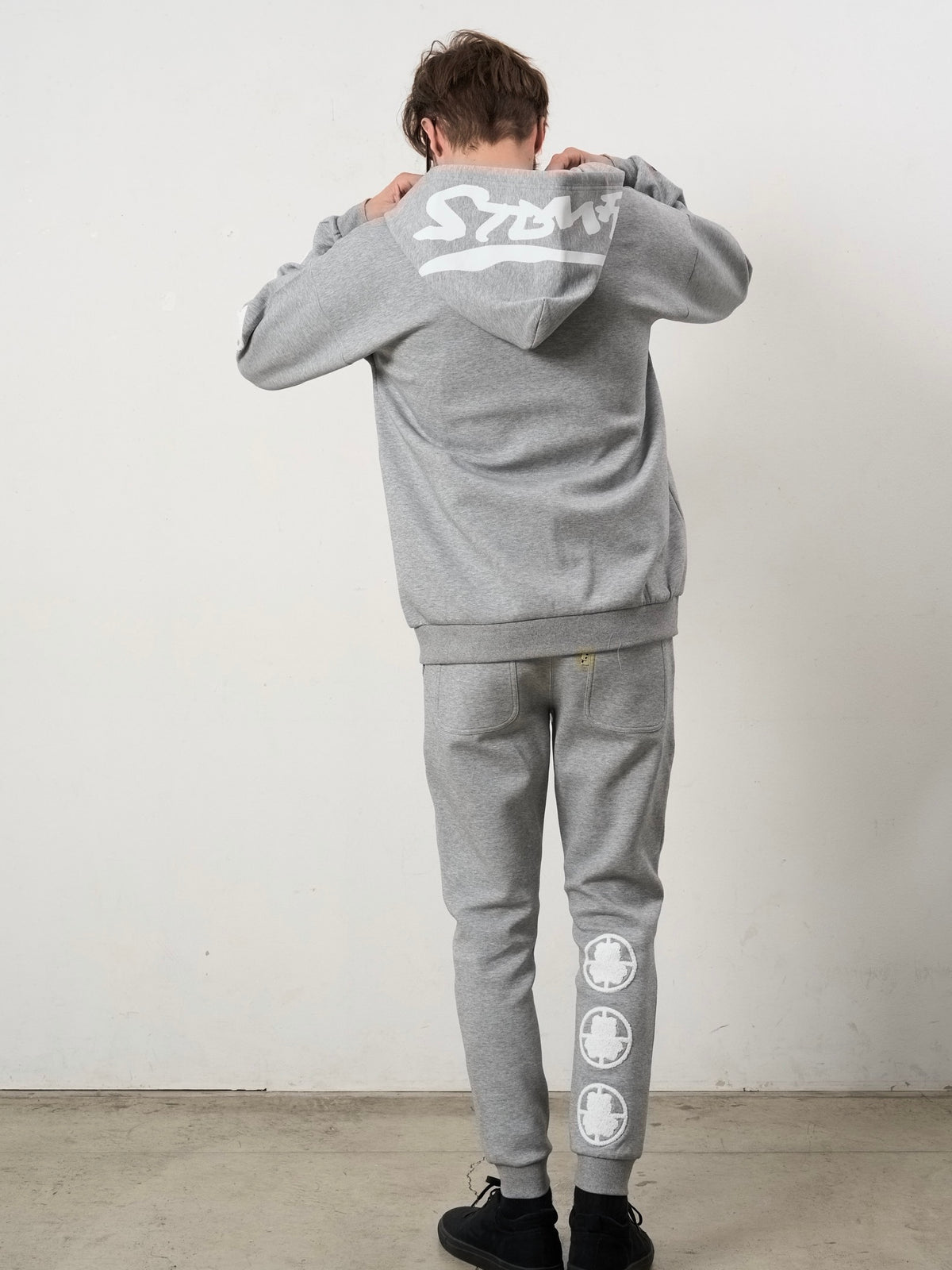 T/Rストレッチポンチ ターゲットベアサガラパッチワーク フロッキー ジョグパンツ(GRY)
