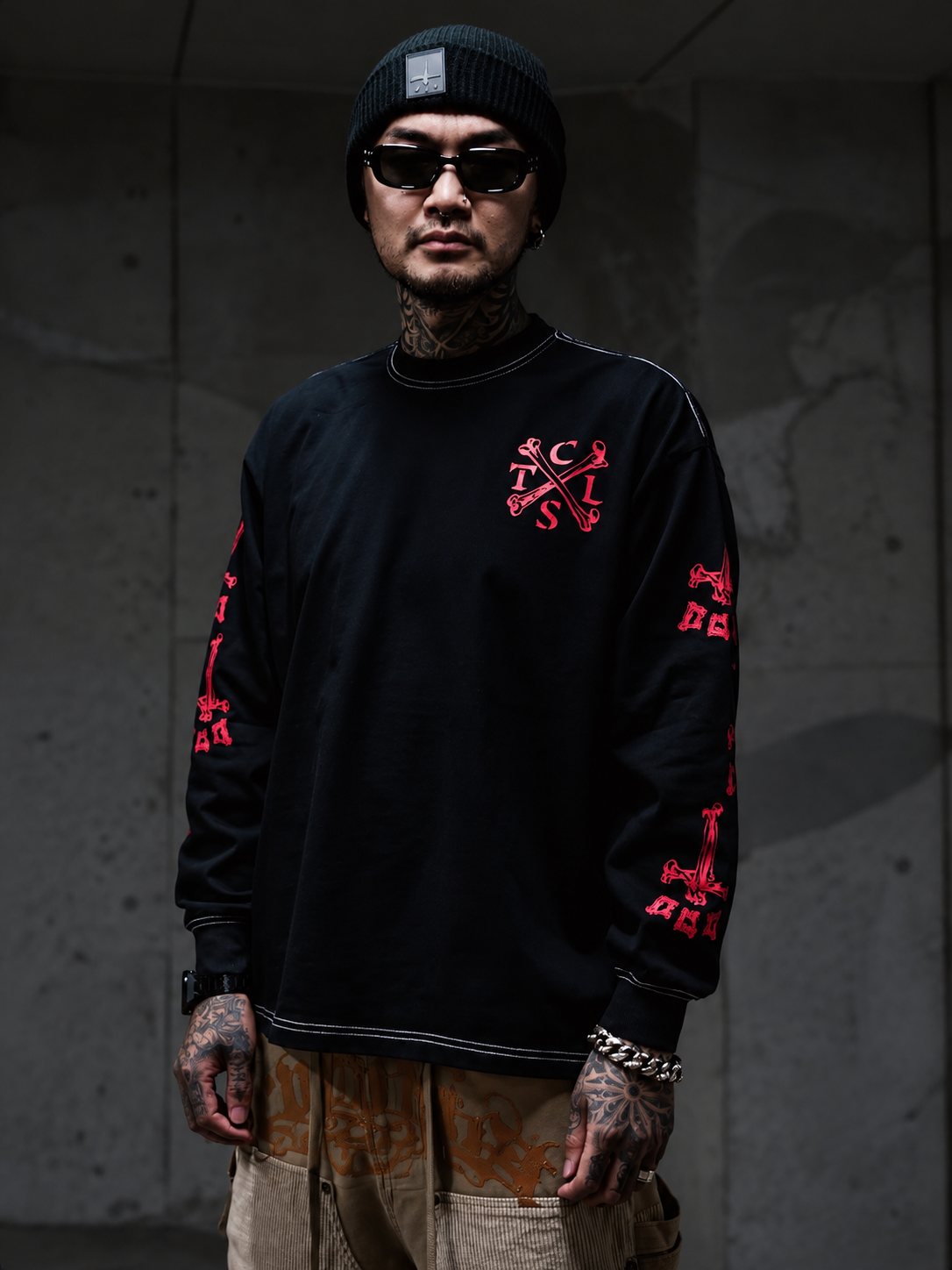 L/S TEE BONE CTLS(BLACK)