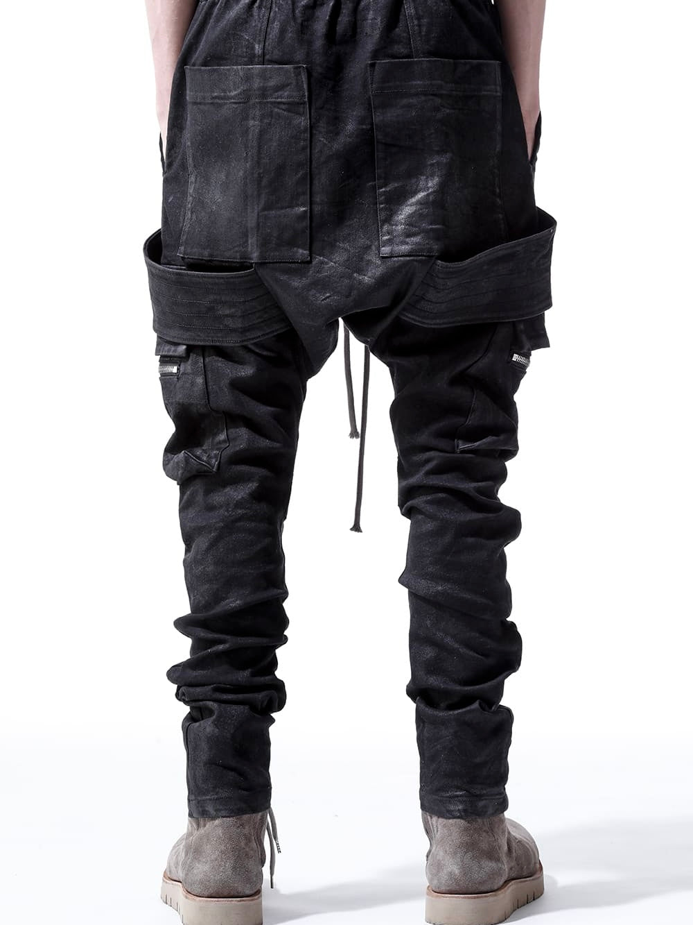 Strtch Denim Coatiing Cargo Sarouel Skinny(BLACK)