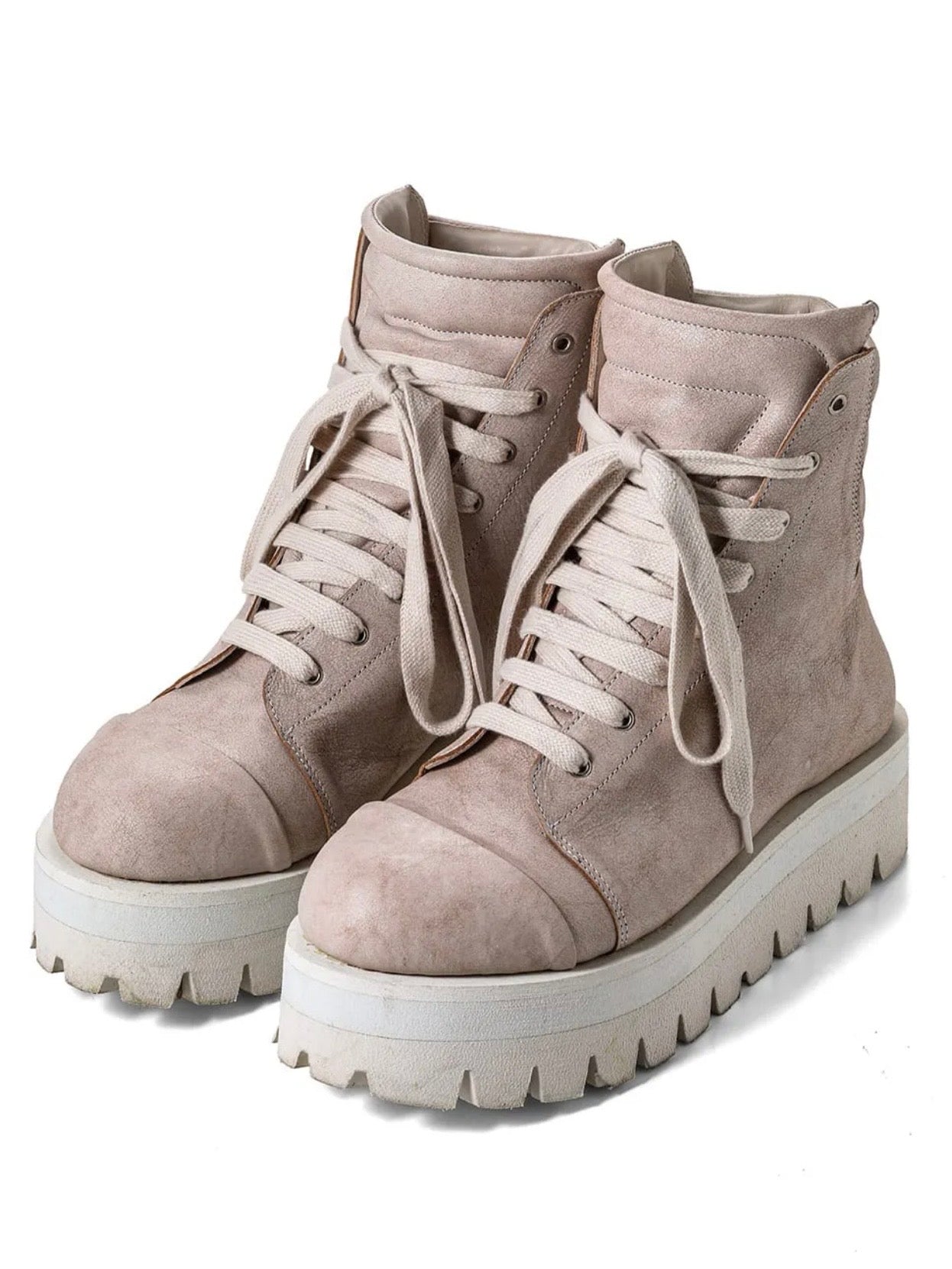 COW LEATHER BOOTS/ASHPINK×WHITE