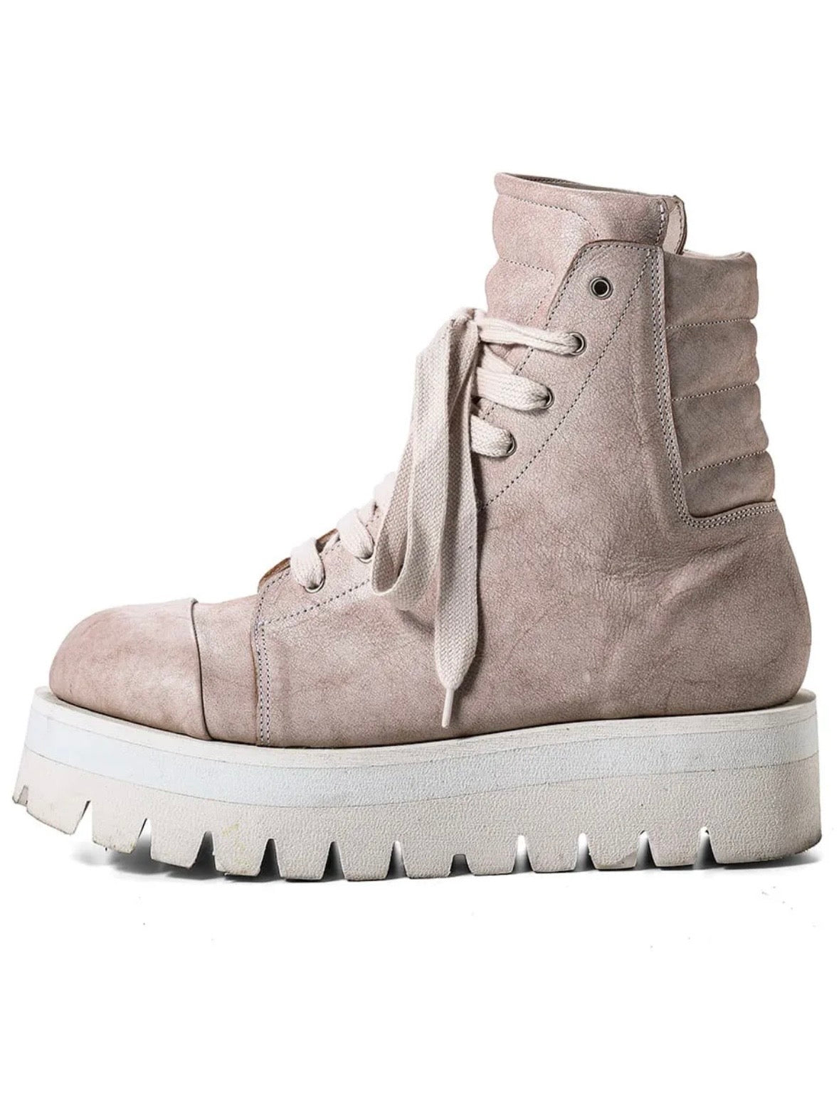 COW LEATHER BOOTS/ASHPINK×WHITE
