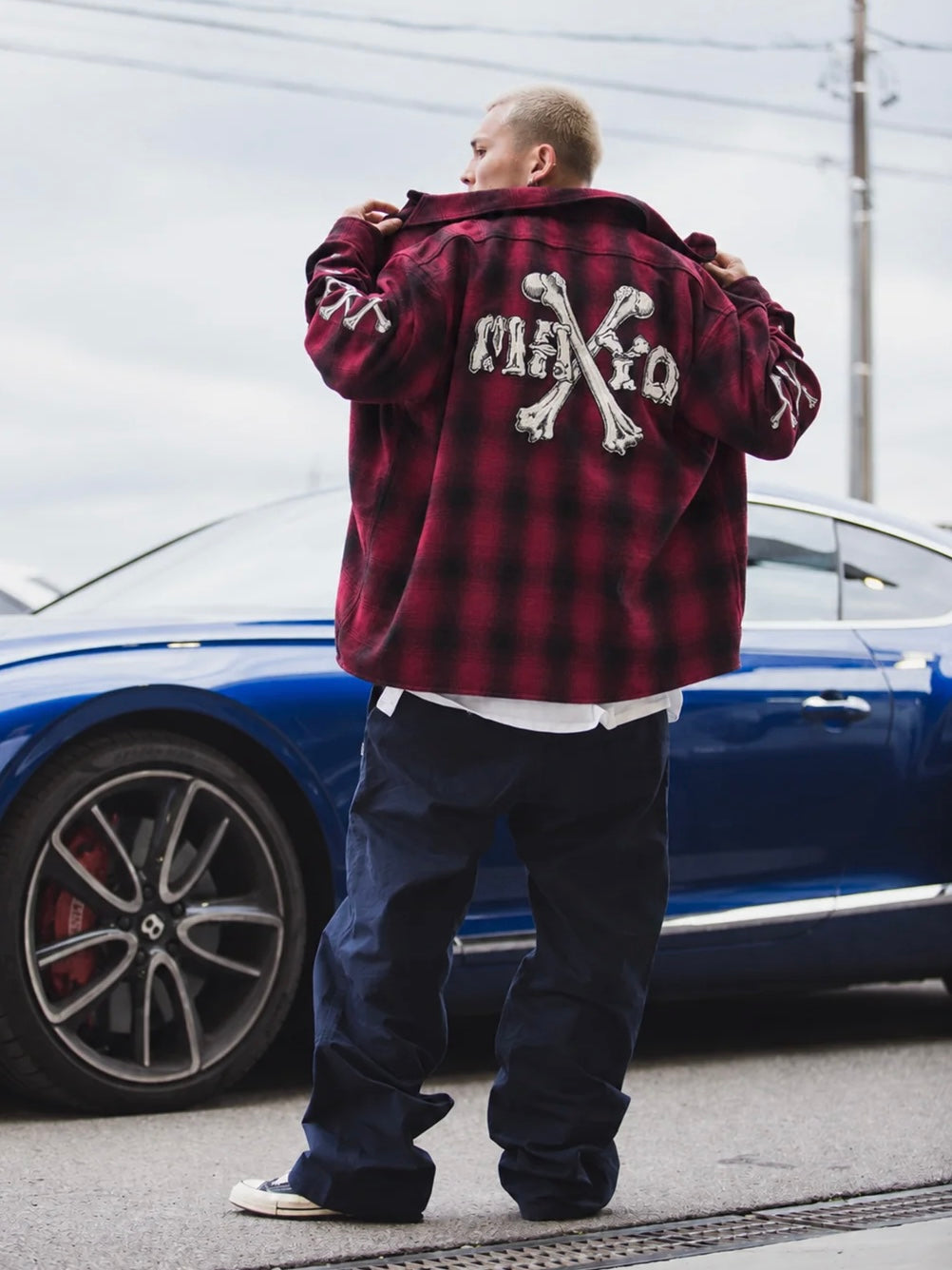 MAYO CROSS BORN EMBROIDERY LONG SLEEVED CHECK SHIRT(PINK)