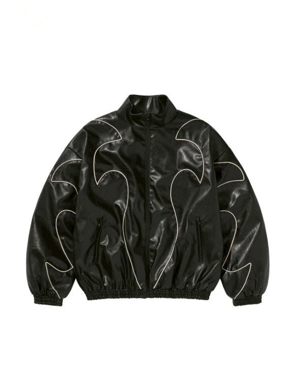 WESTERN FLAME LEATHER TRACK JACKET