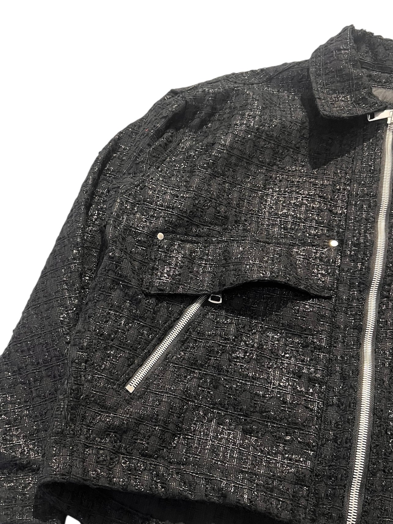 TUCK SLEEVE JACKET LUXURY TWEED (BLACK)