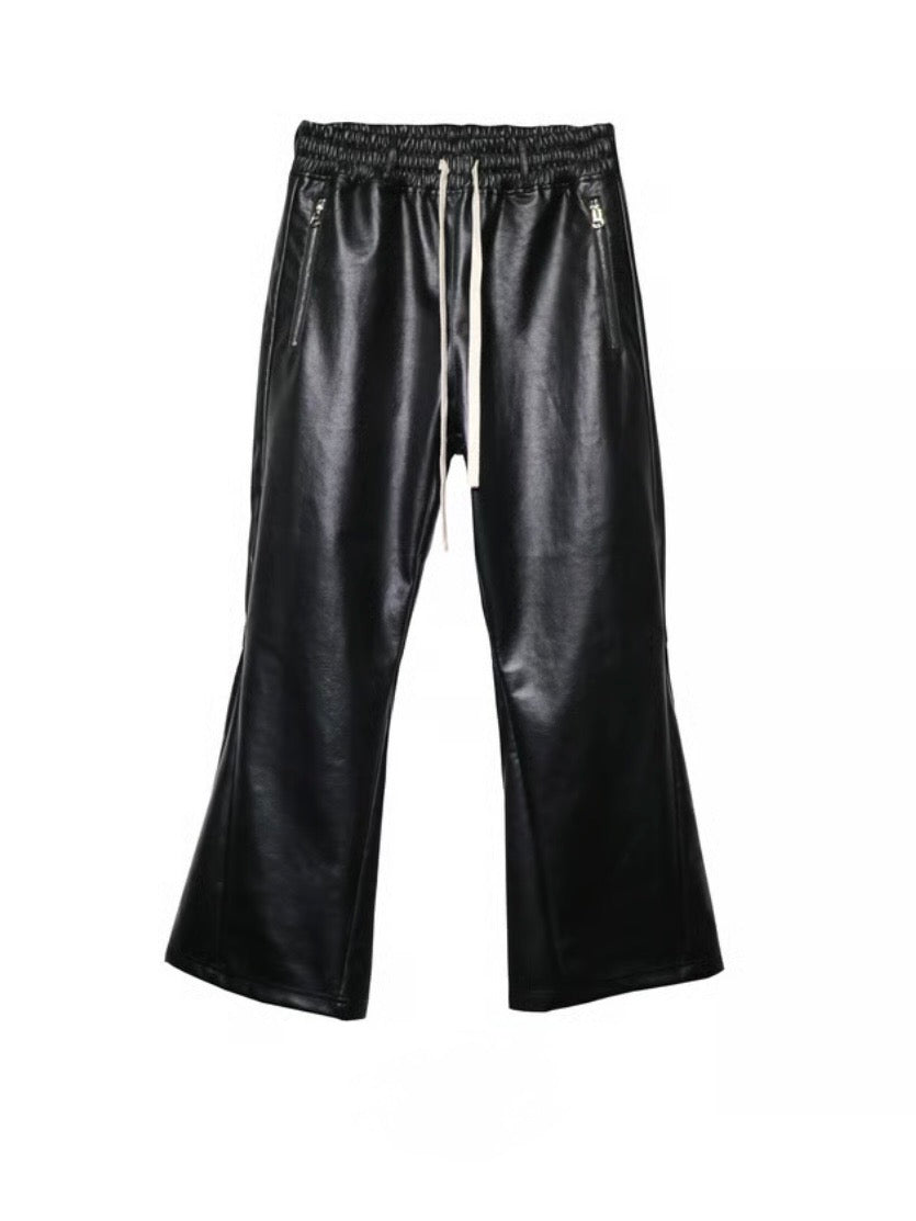 Leather flare pants