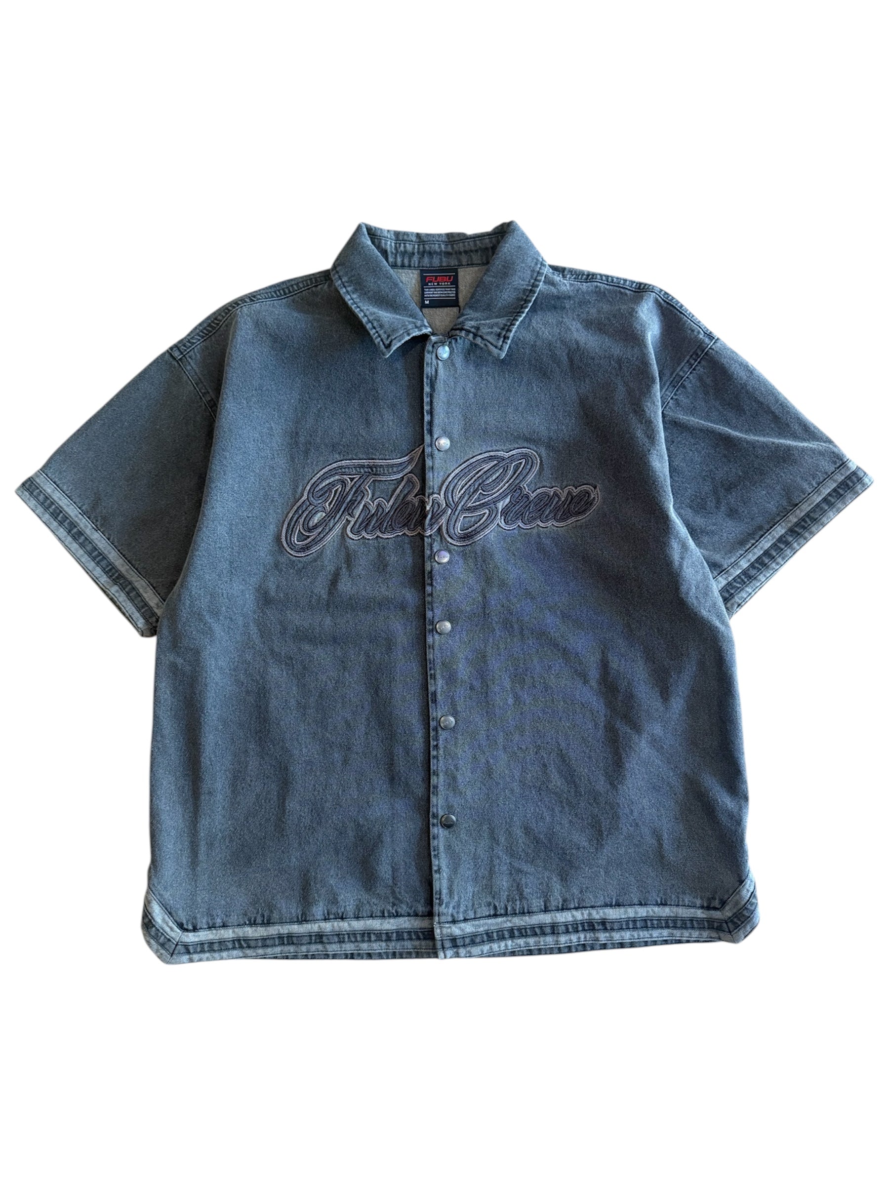 DENIM WARM UP SHIRTS/BLACK
