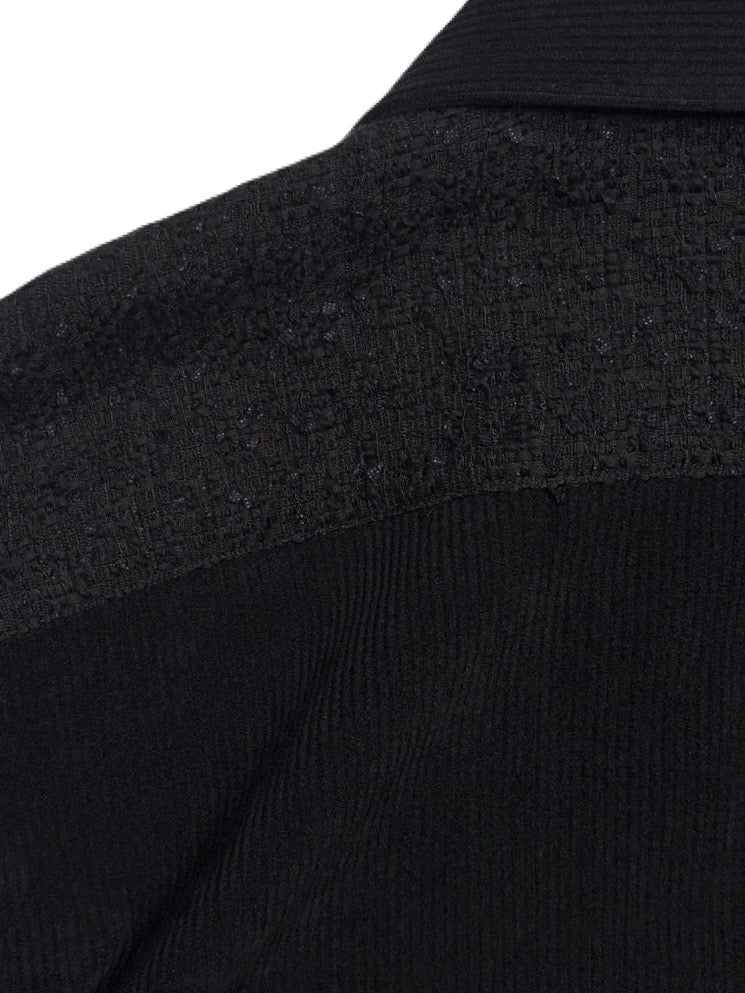 LEATHER PATCH CORDUROY SHIRTS(BLACK)
