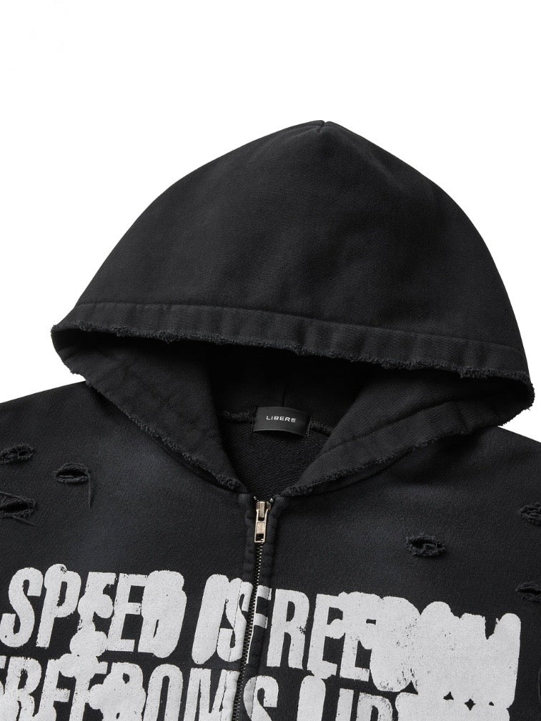 FULL SPEED ZIP HOODIE / BLACK
