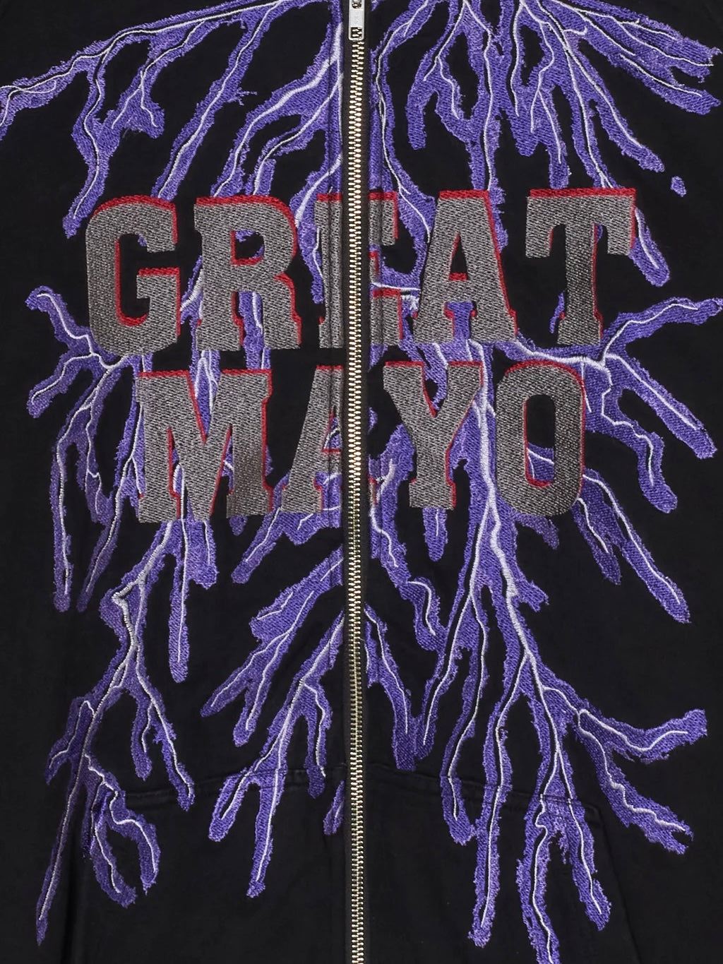 GREAT MAYO THUNDER EMBROIDERY ZIP UP HOODIE(BLACK)