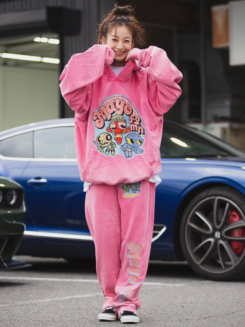 POWERPUFF MAYO EMBROIDERY HOODIE(PINK)