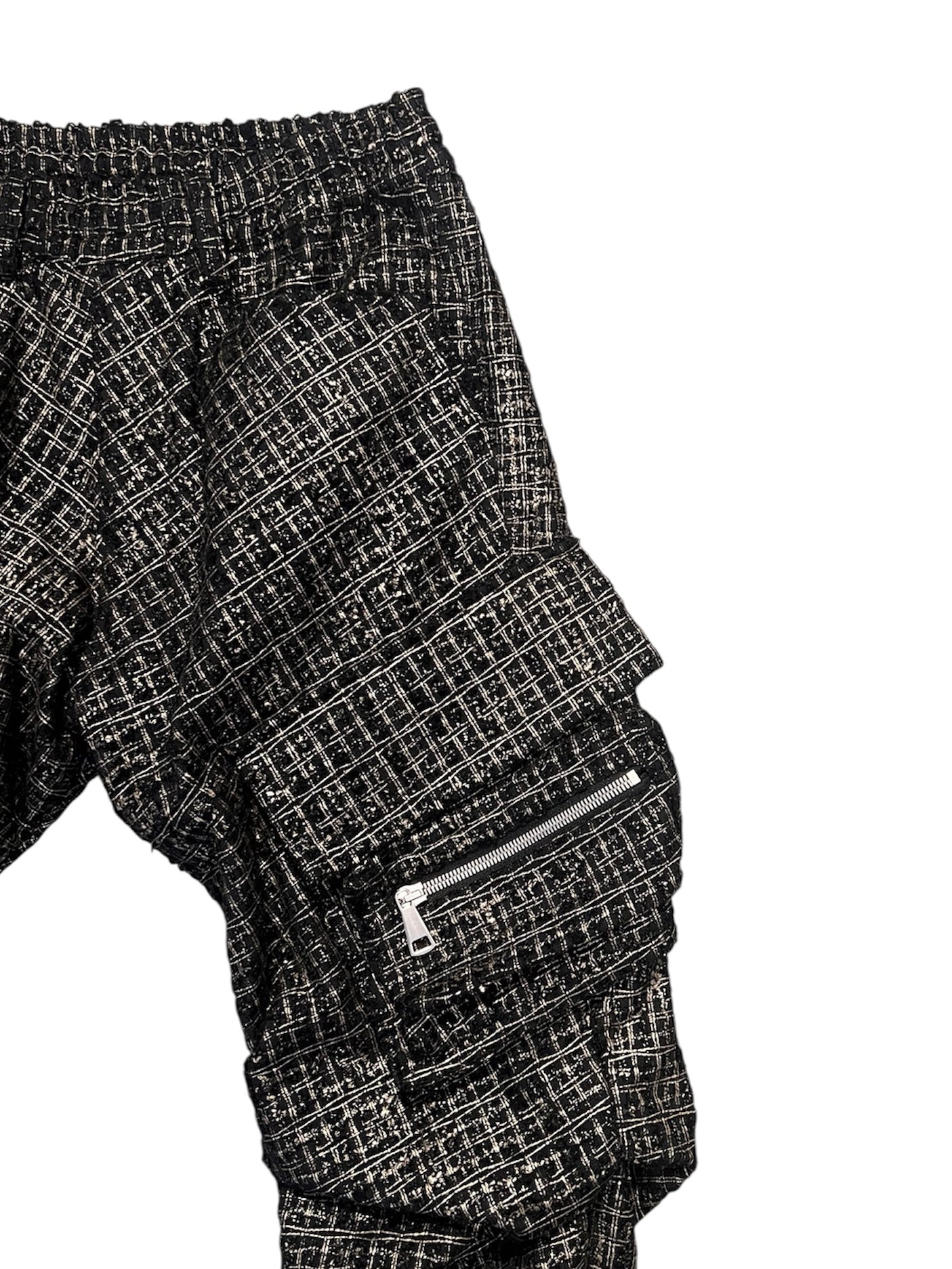 TUCK CARGO PANTS / LUXURY TWEED (BLACK x GOLD)